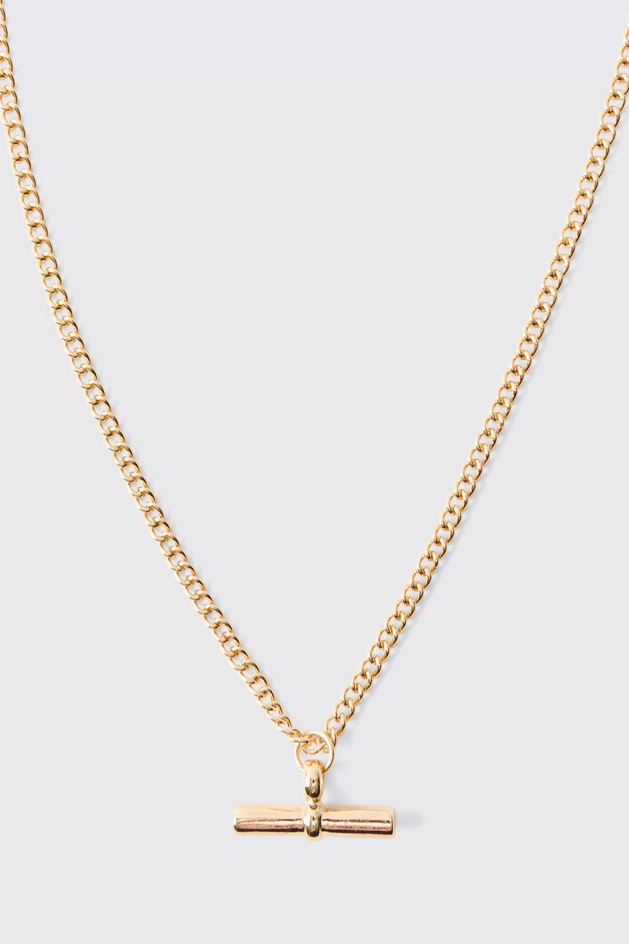 boohooMAN T Bar Pendant Necklace In | UK