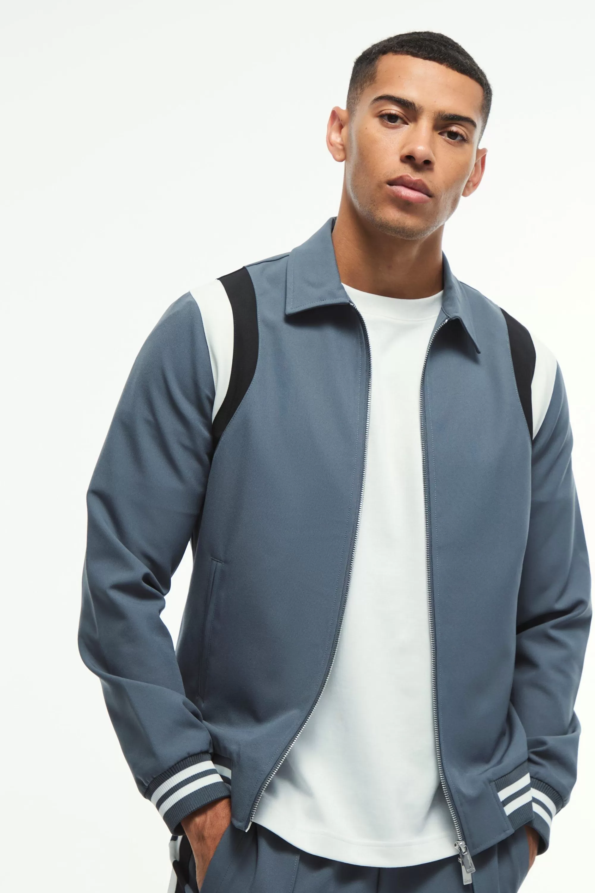 boohooMAN Tailored Collared Varsity Bomber Jacket | UK