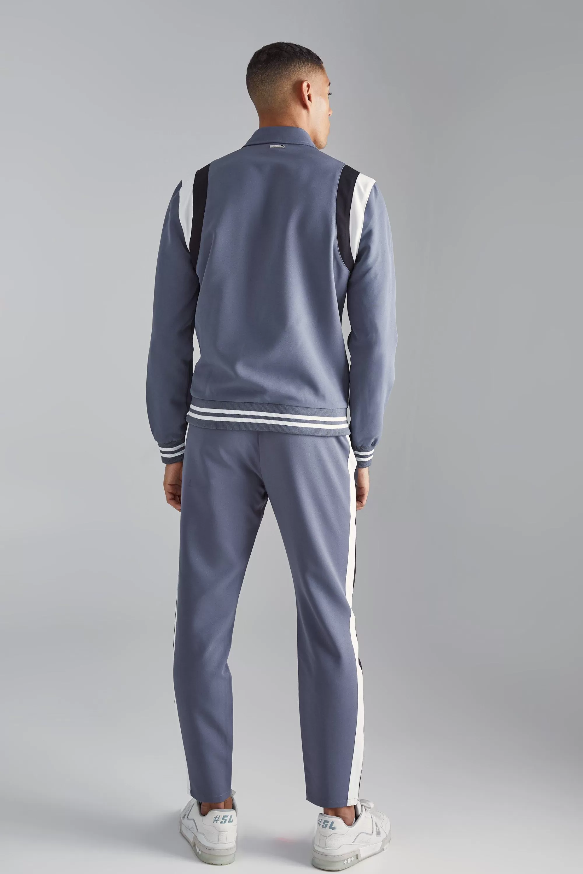 boohooMAN Tailored Collared Varsity Bomber Set | UK
