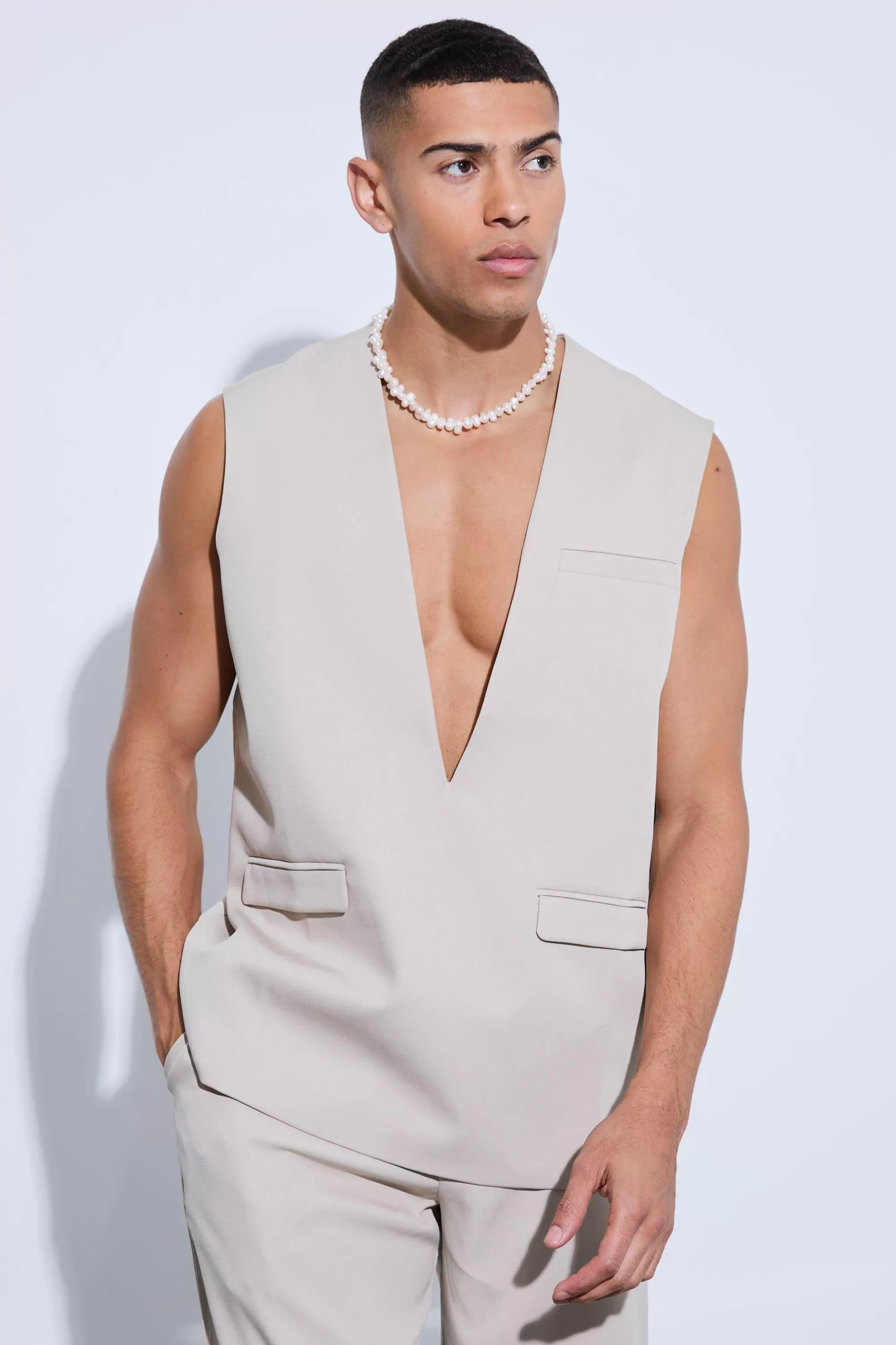 boohooMAN Tailored Pull Over Waistcoat | UK