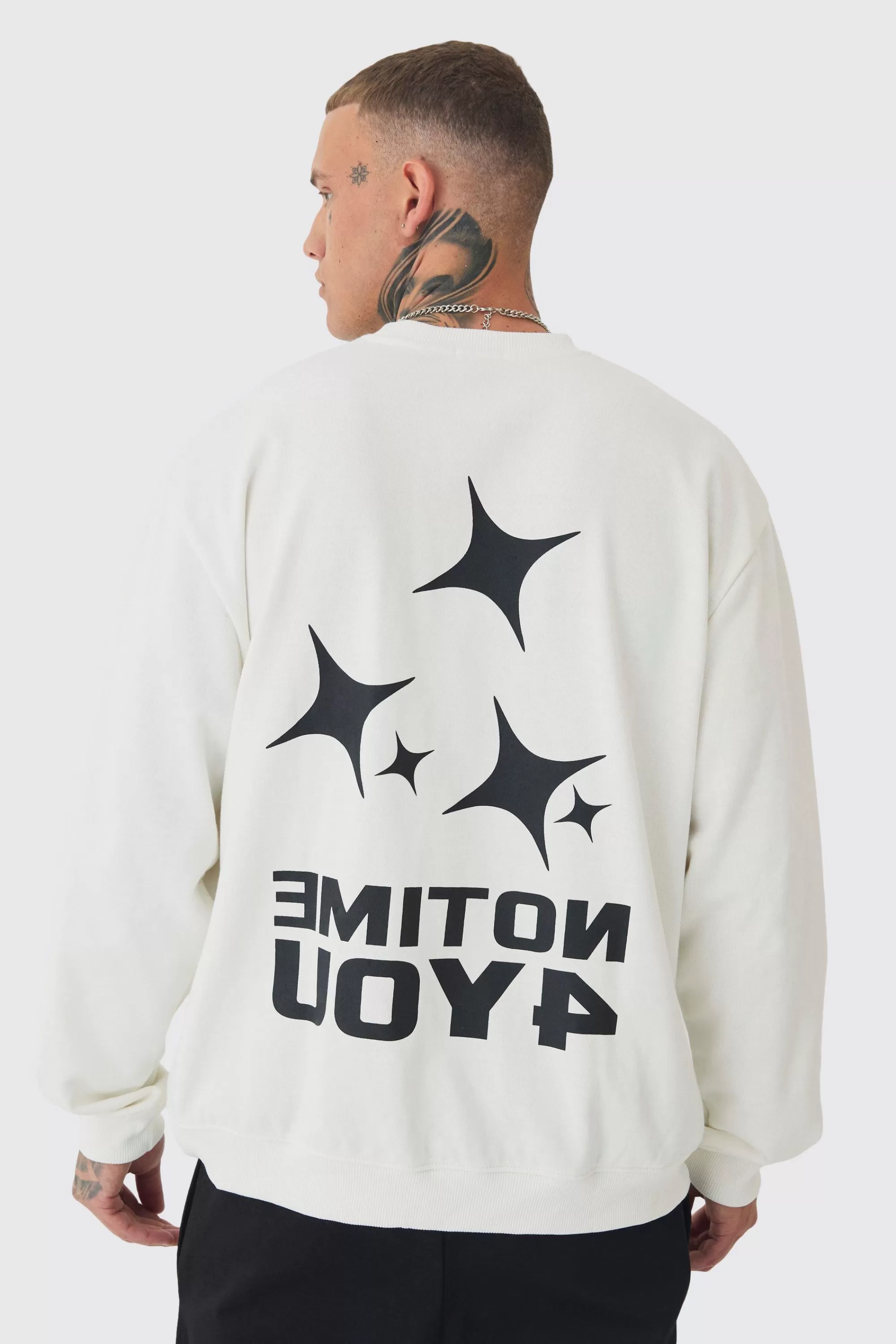 boohooMAN Tall Back Print Oversized Sweat | UK