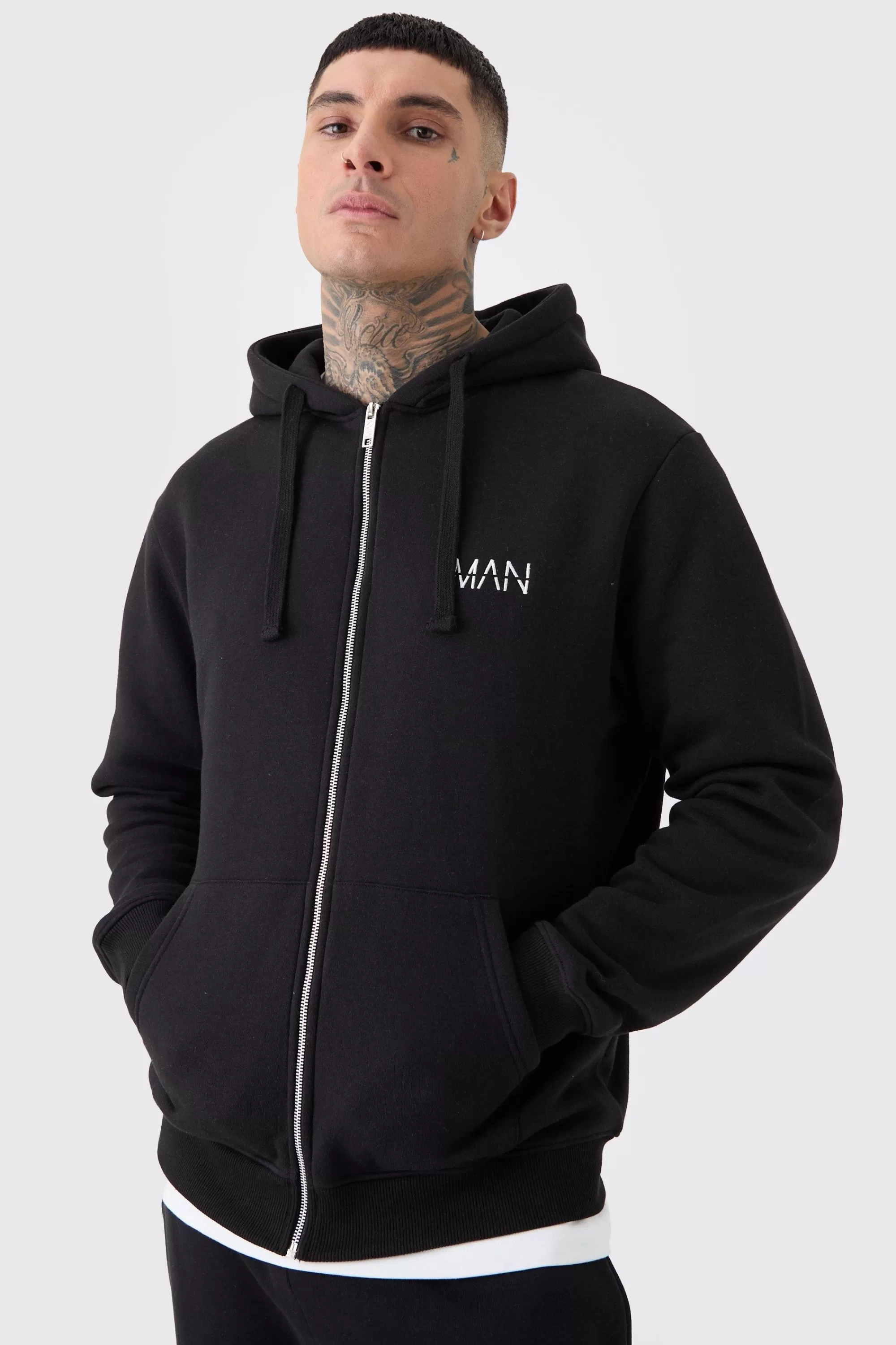 boohooMAN Tall Basic Man Dash Zip Through Hoodie In | UK