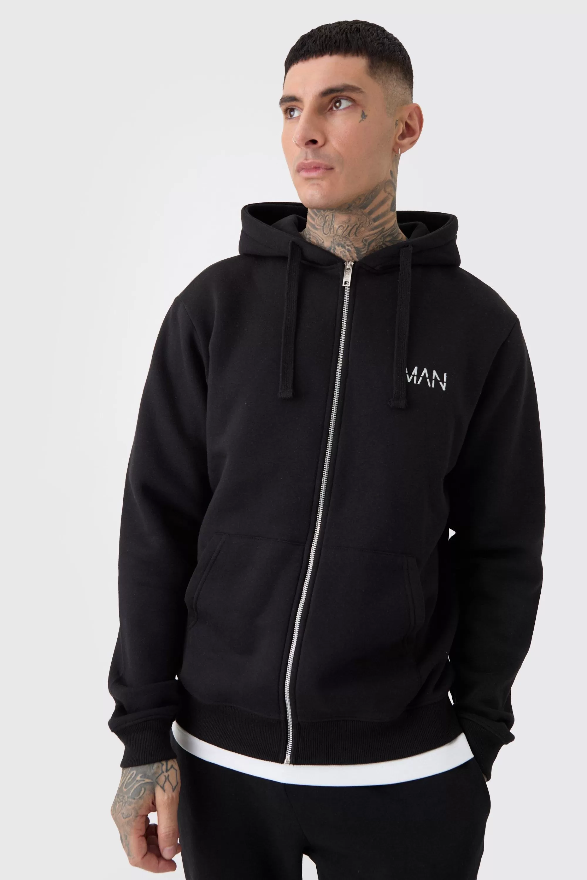 boohooMAN Tall Basic Man Dash Zip Through Hoodie In | UK