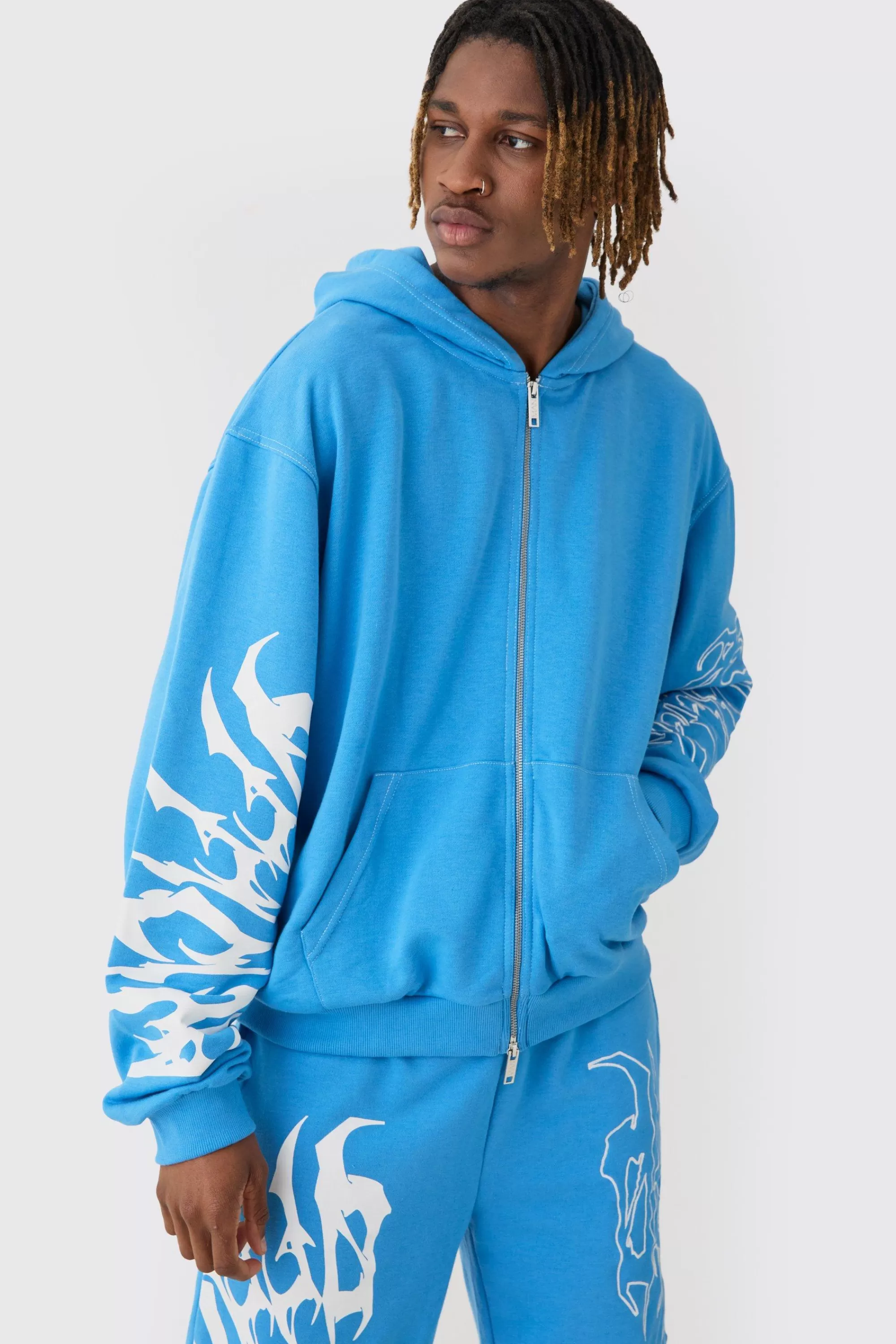 boohooMAN Tall Boxy Oversized Embroidery Hoodie | UK