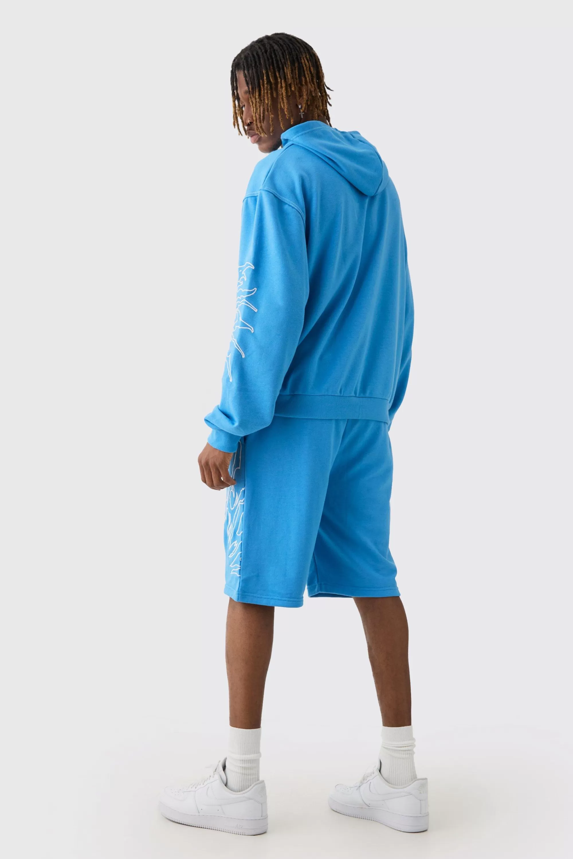 boohooMAN Tall Boxy Oversized Embroidery Hoodie | UK