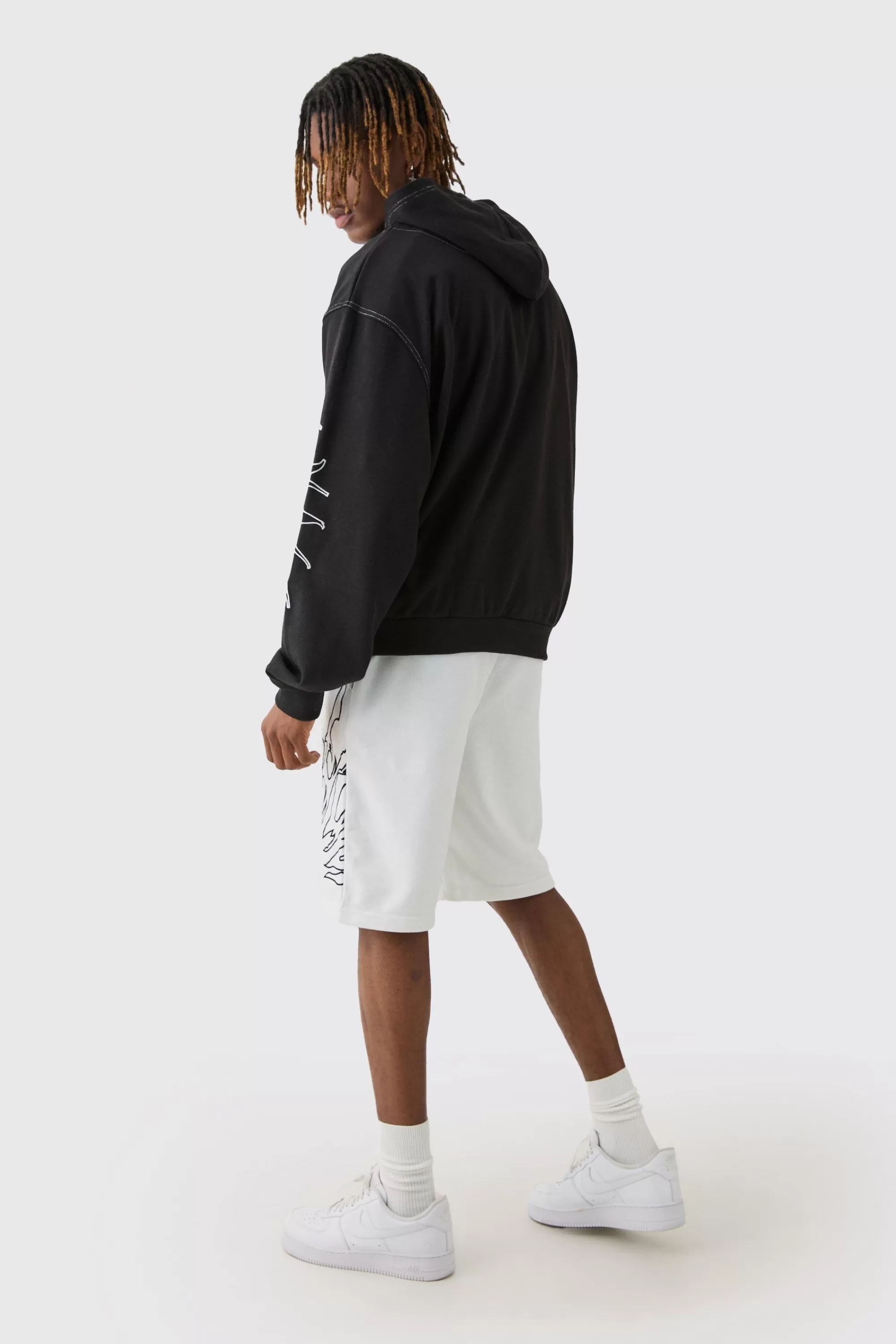 boohooMAN Tall Boxy Oversized Embroidery Hoodie | UK