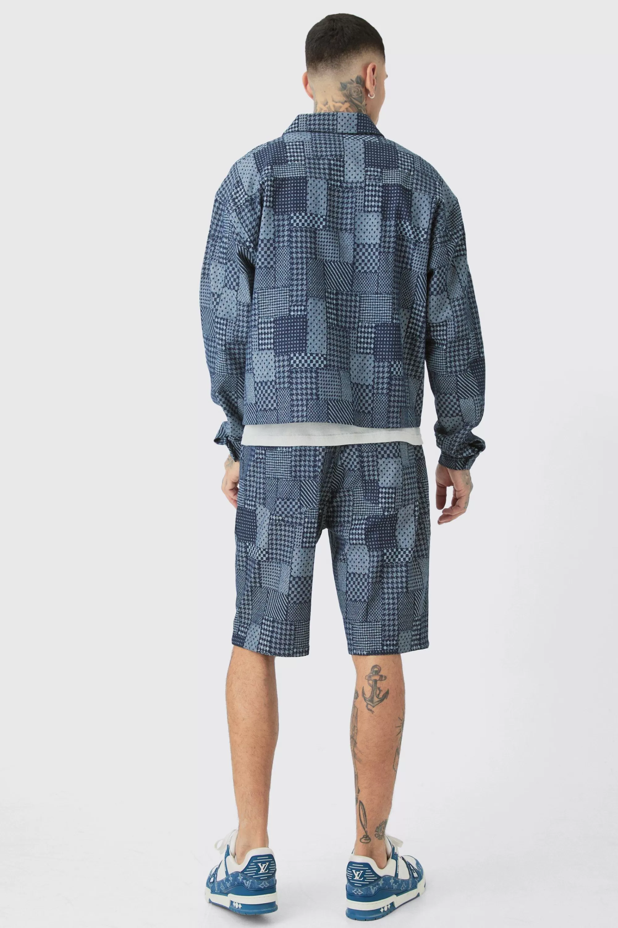 boohooMAN Tall Boxy Patch Work Denim Jacket | UK