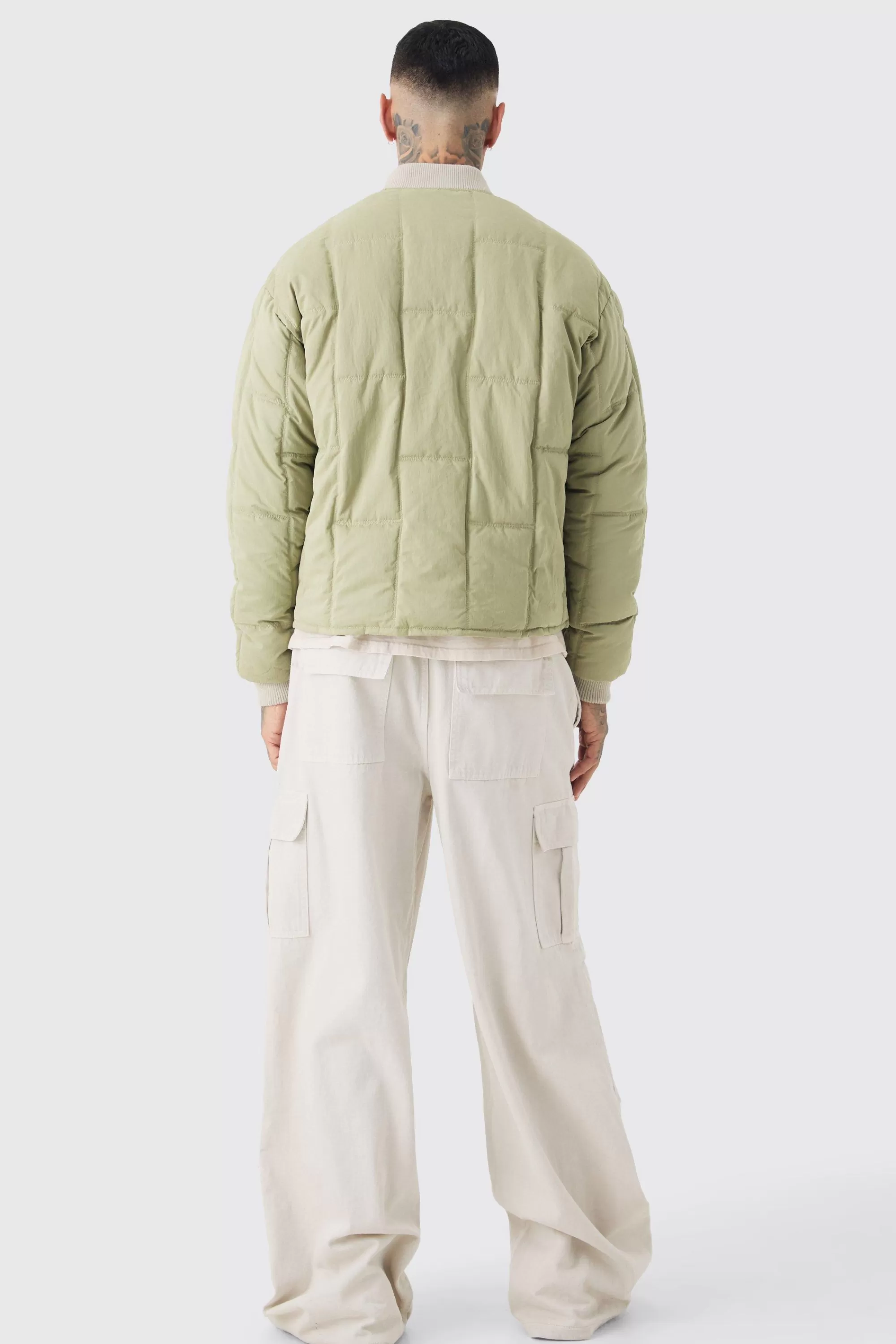 boohooMAN Tall Boxy Quilted Bomber Jacket In | UK