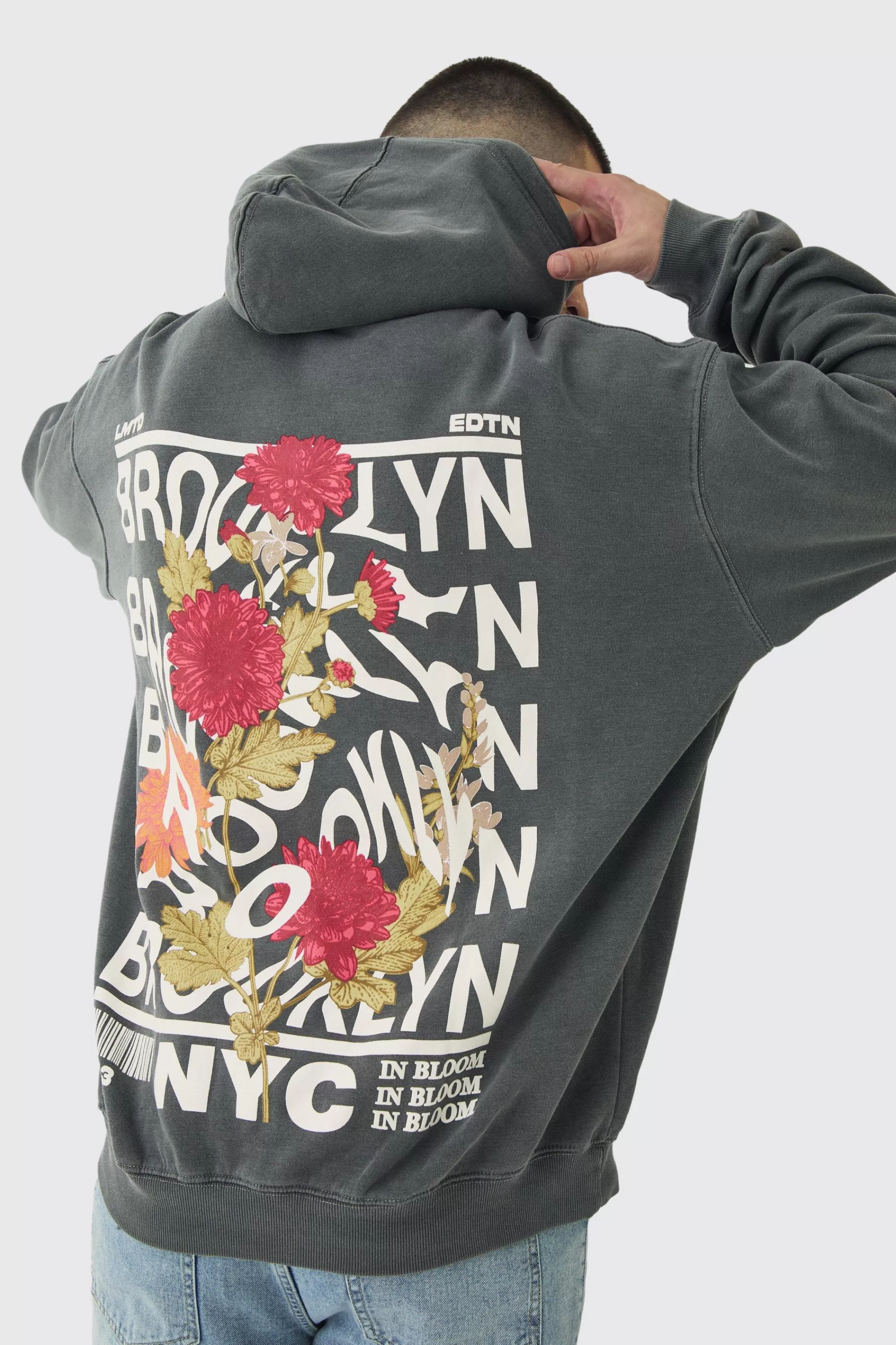 boohooMAN Tall Brooklyn Oversized Graphic Hoodie | UK