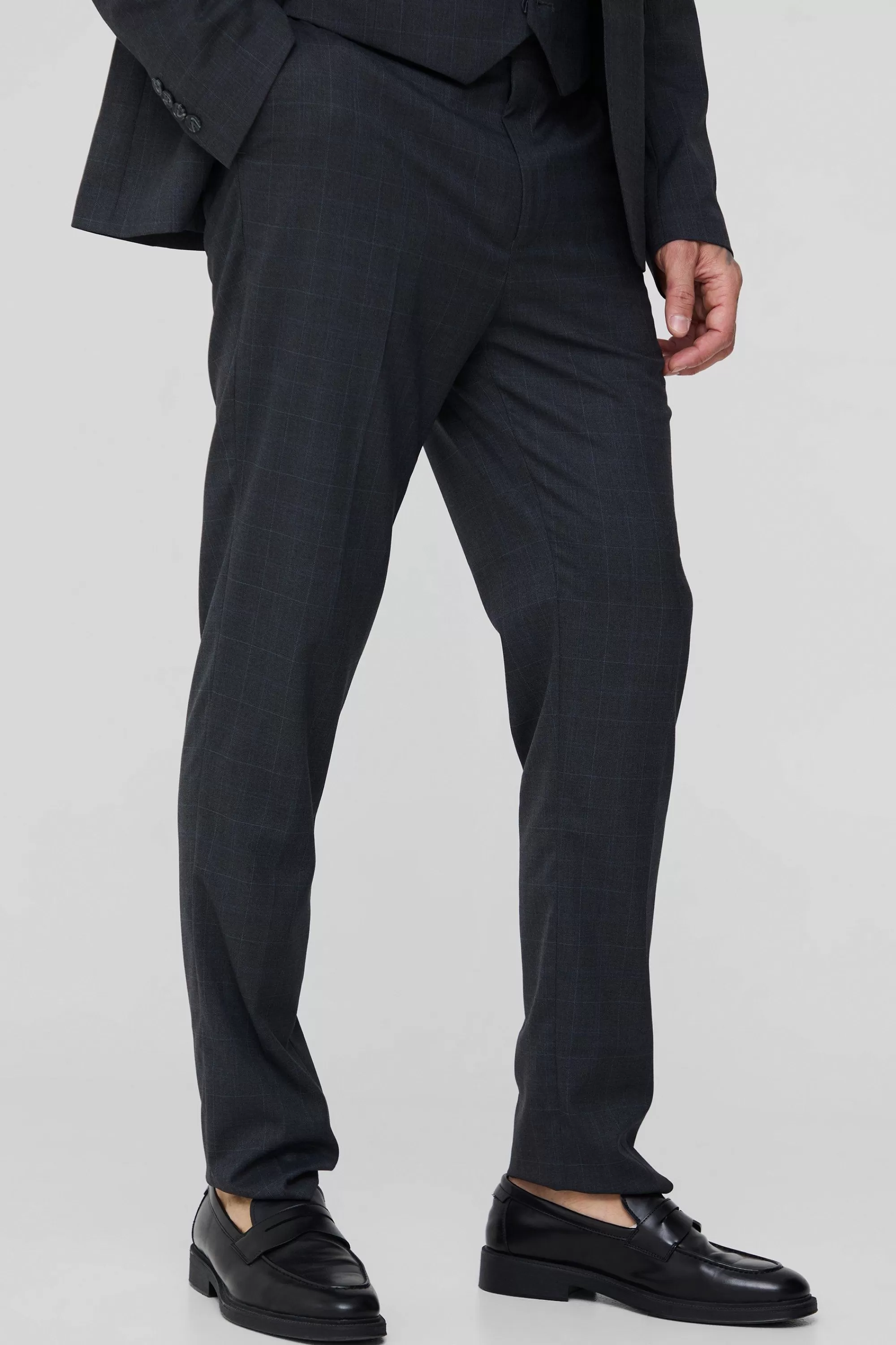 boohooMAN Tall Check Slim Fit Suit Trouser | UK