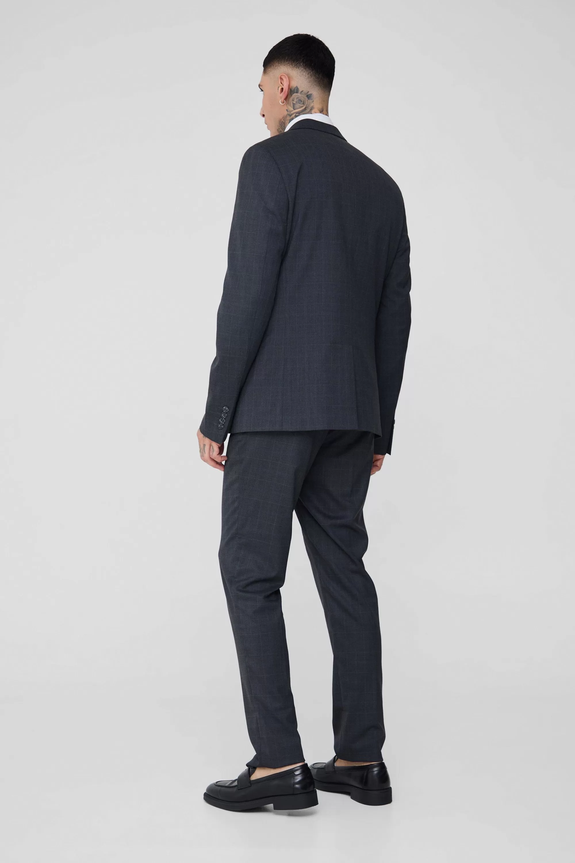boohooMAN Tall Check Slim Fit Suit Trouser | UK