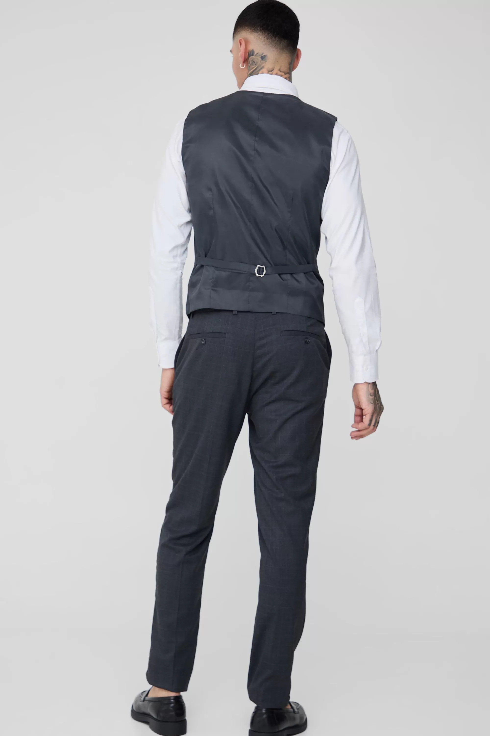 boohooMAN Tall Check Waistcoat | UK