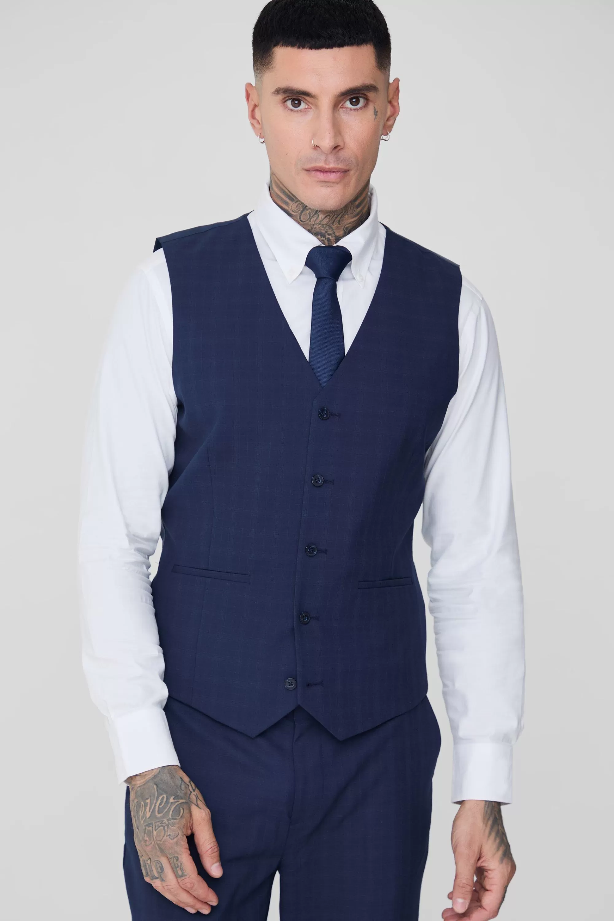boohooMAN Tall Check Waistcoat | UK