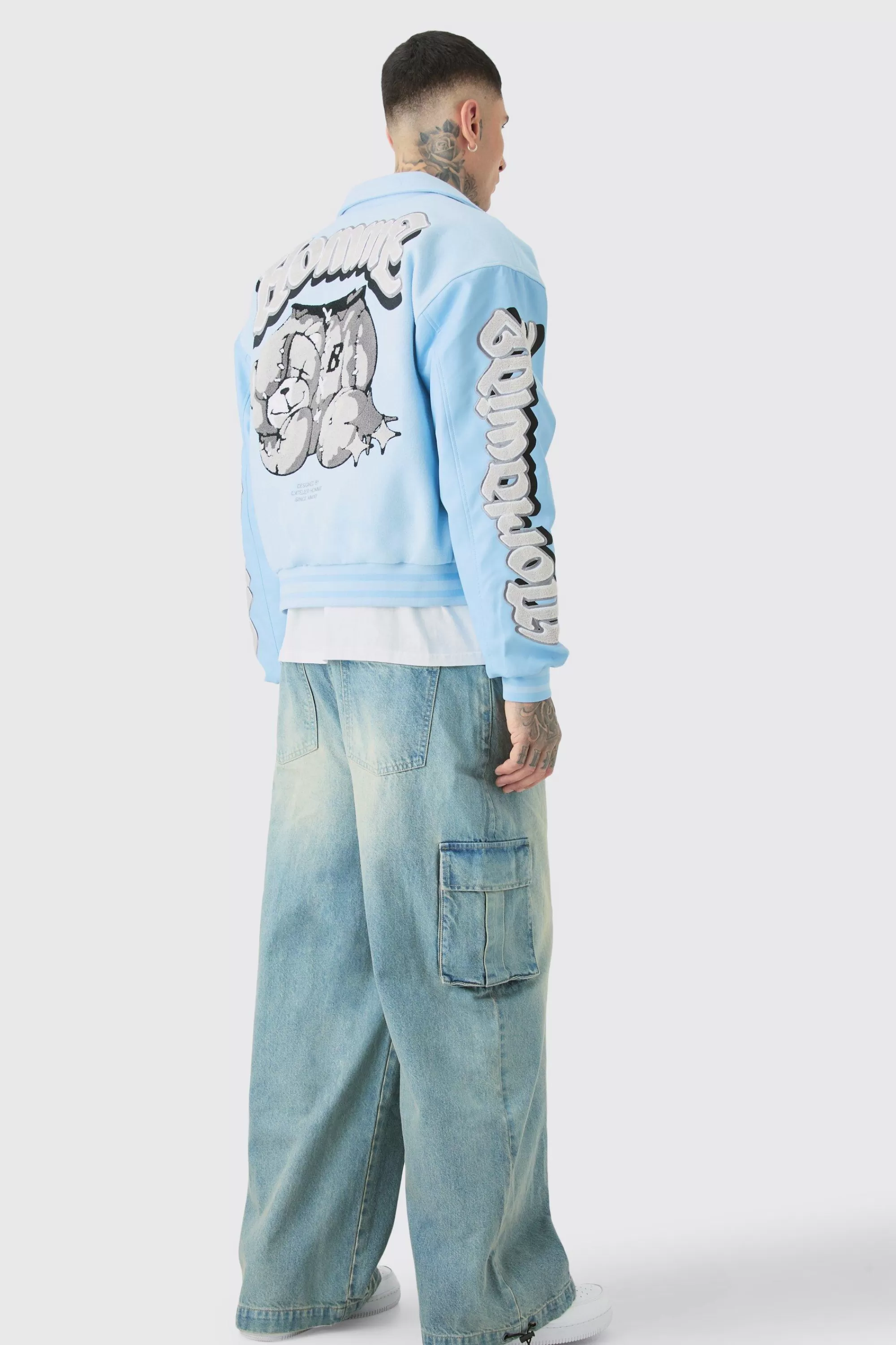 boohooMAN Tall Denim Cargo Parachute Jean | UK