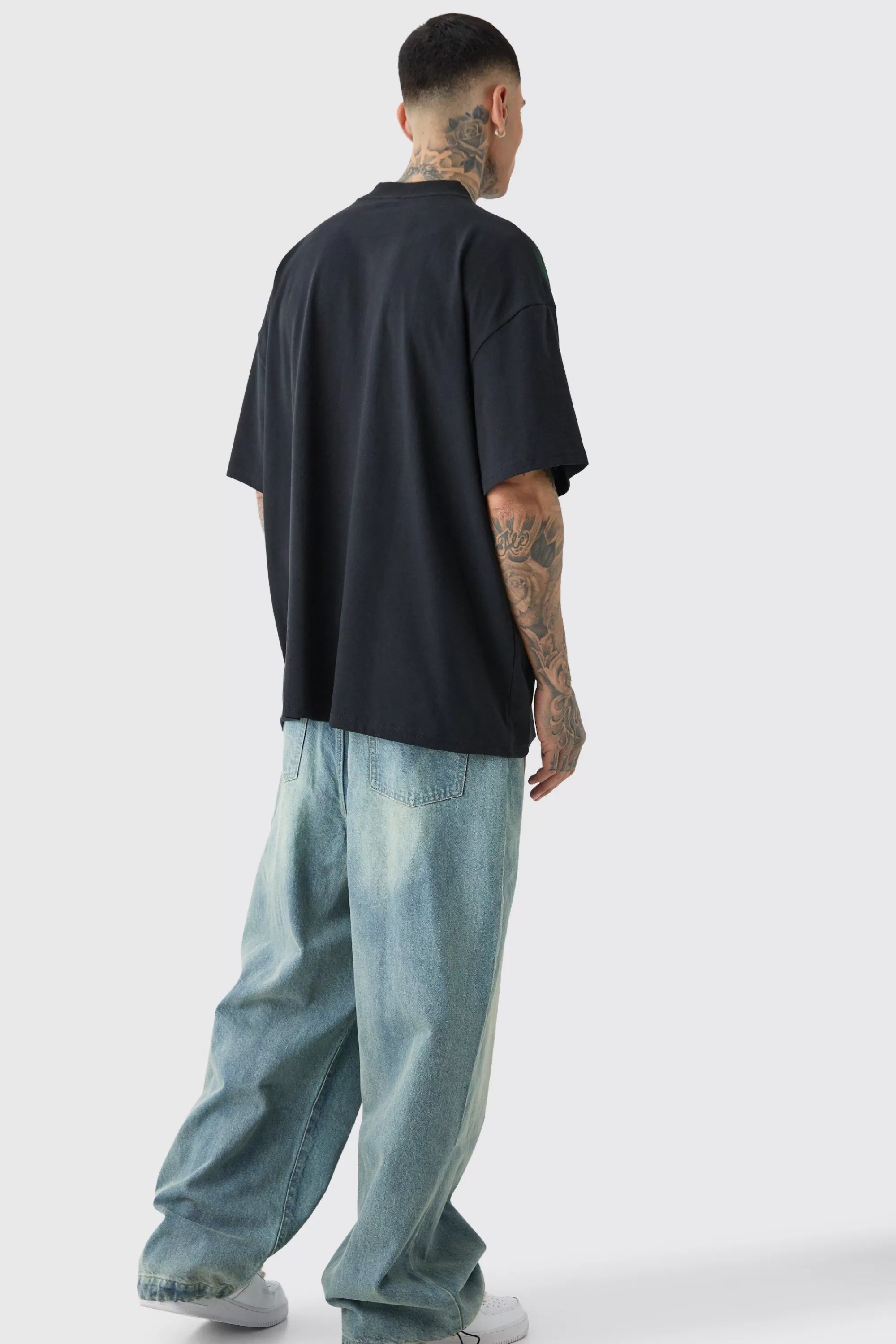 boohooMAN Tall Denim Parachute Jean | UK