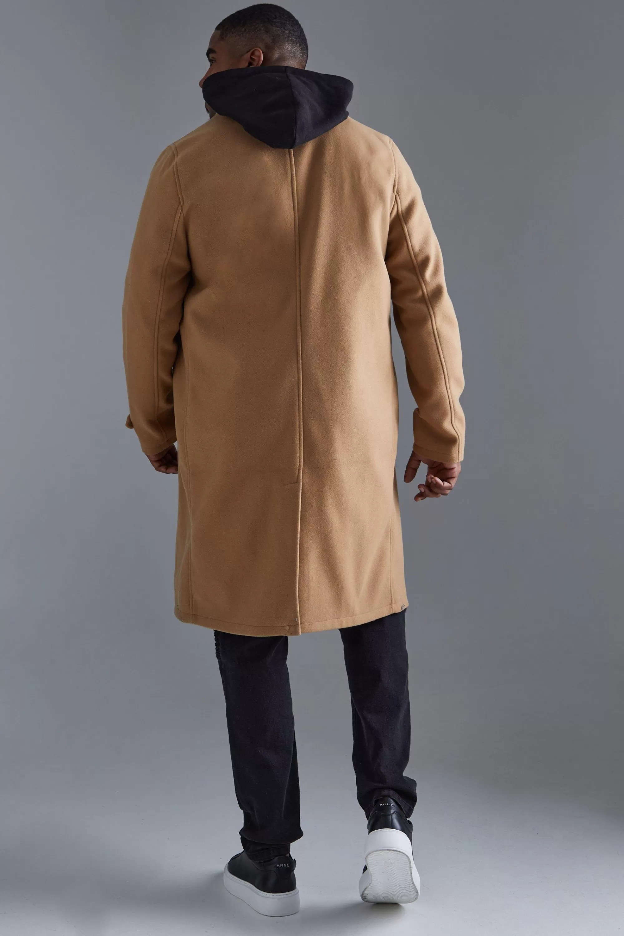 boohooMAN Tall Double Breasted Wool Look Overcoat In | UK