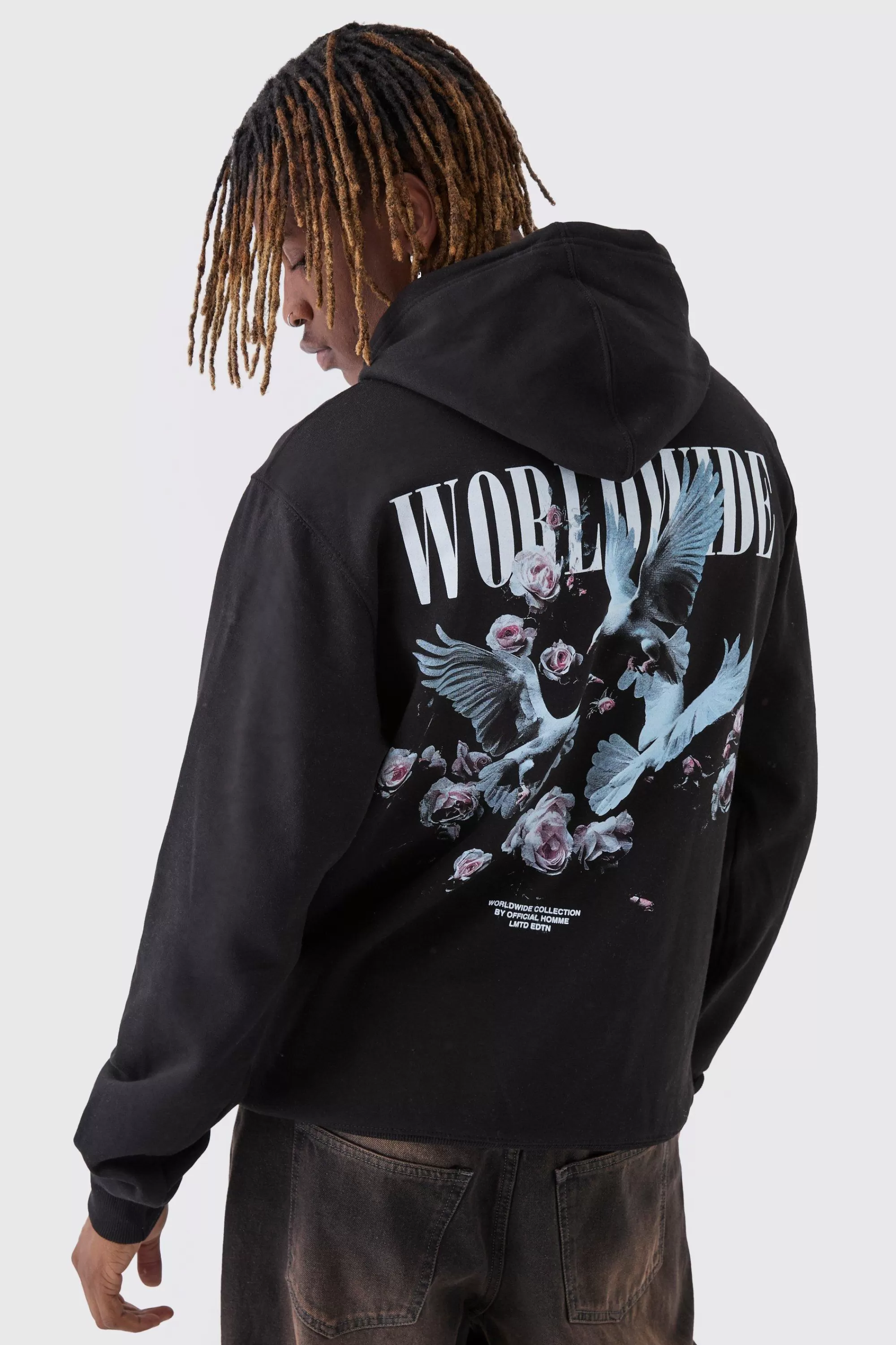 boohooMAN Tall Dove Worldwide Regular Fit Hoodie | UK