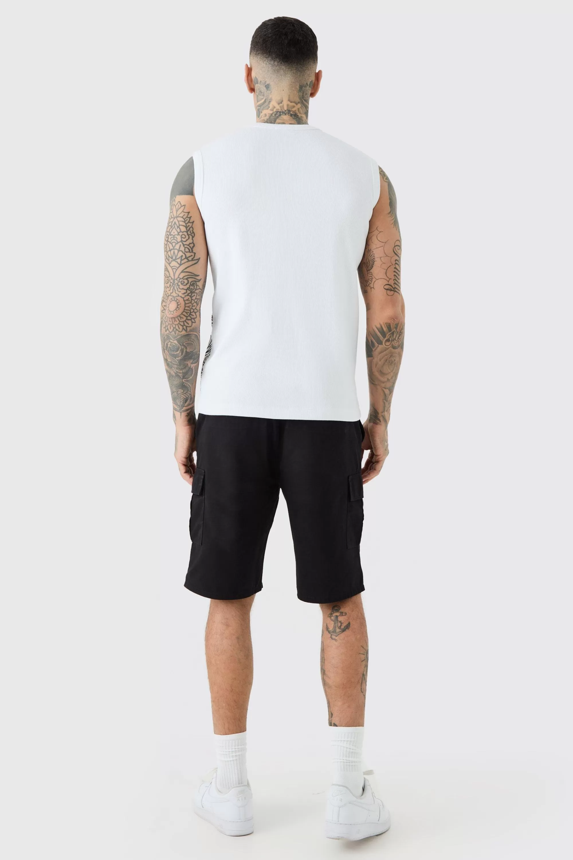 boohooMAN Tall Elastic Waist Relaxed Fit Cargo Shorts In | UK