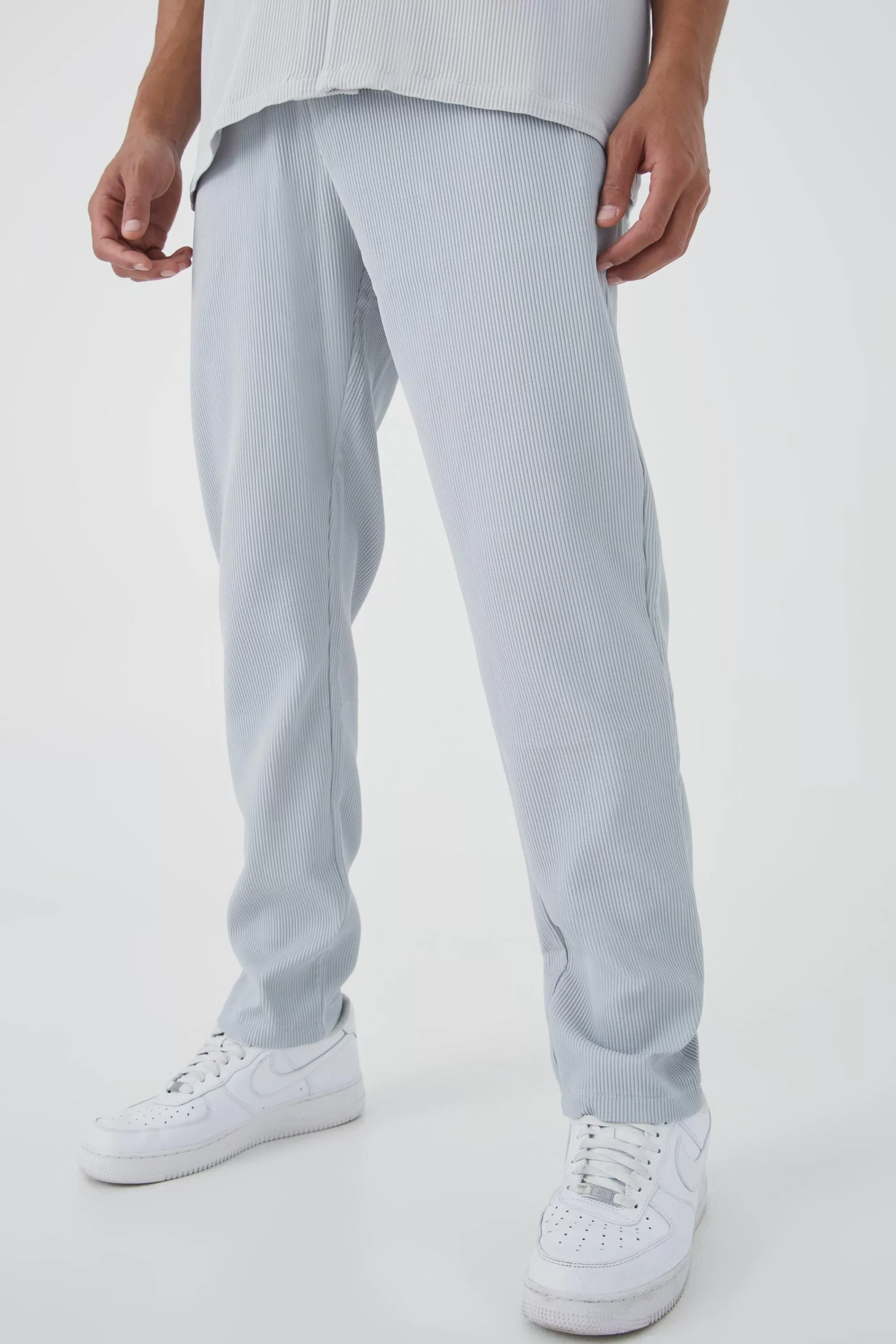 boohooMAN Tall Elastic Waist Tapered Fit Pleated Trouser | UK