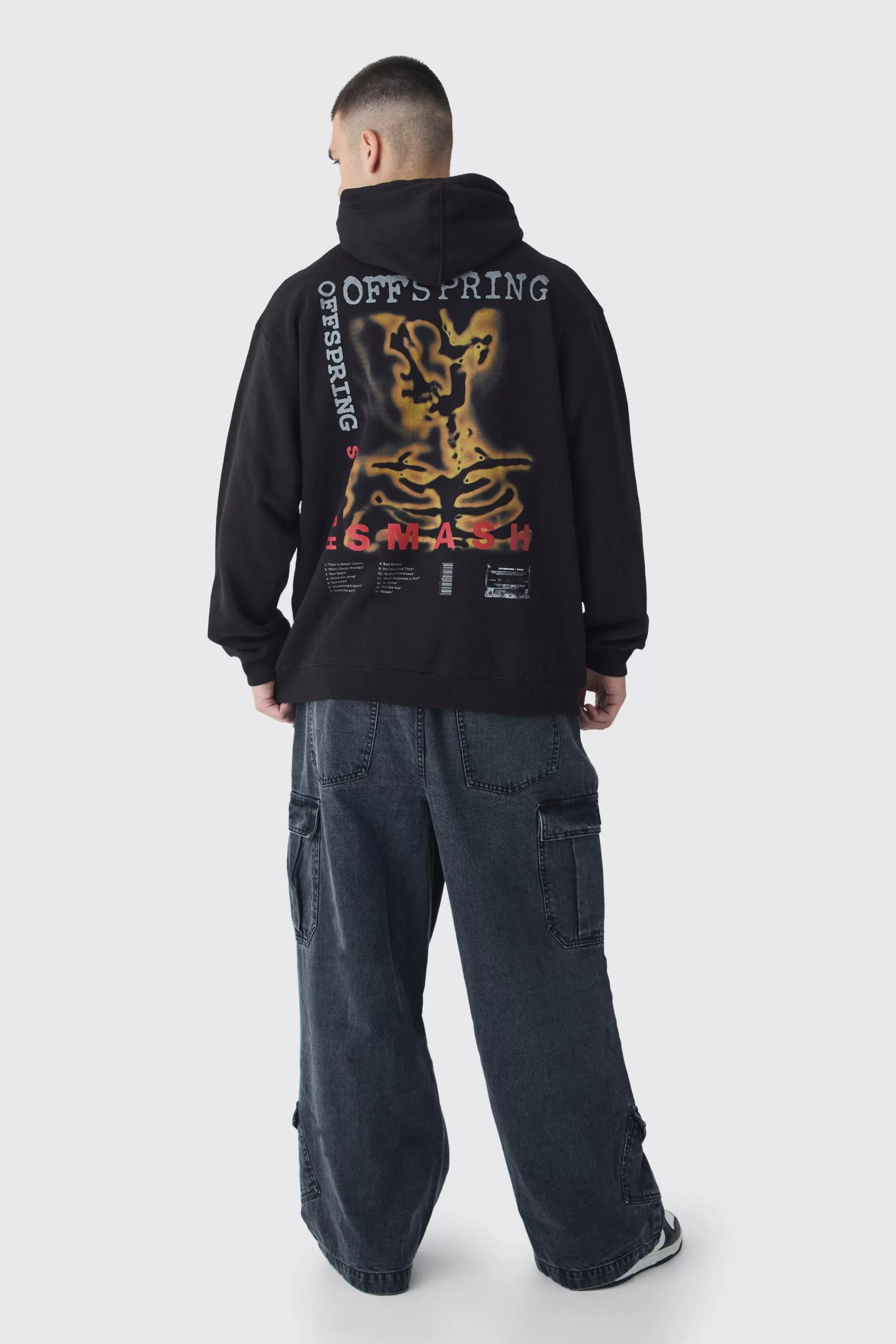 boohooMAN Tall Elasticated Waist Acid Wash Parachute Cargo Jeans | UK