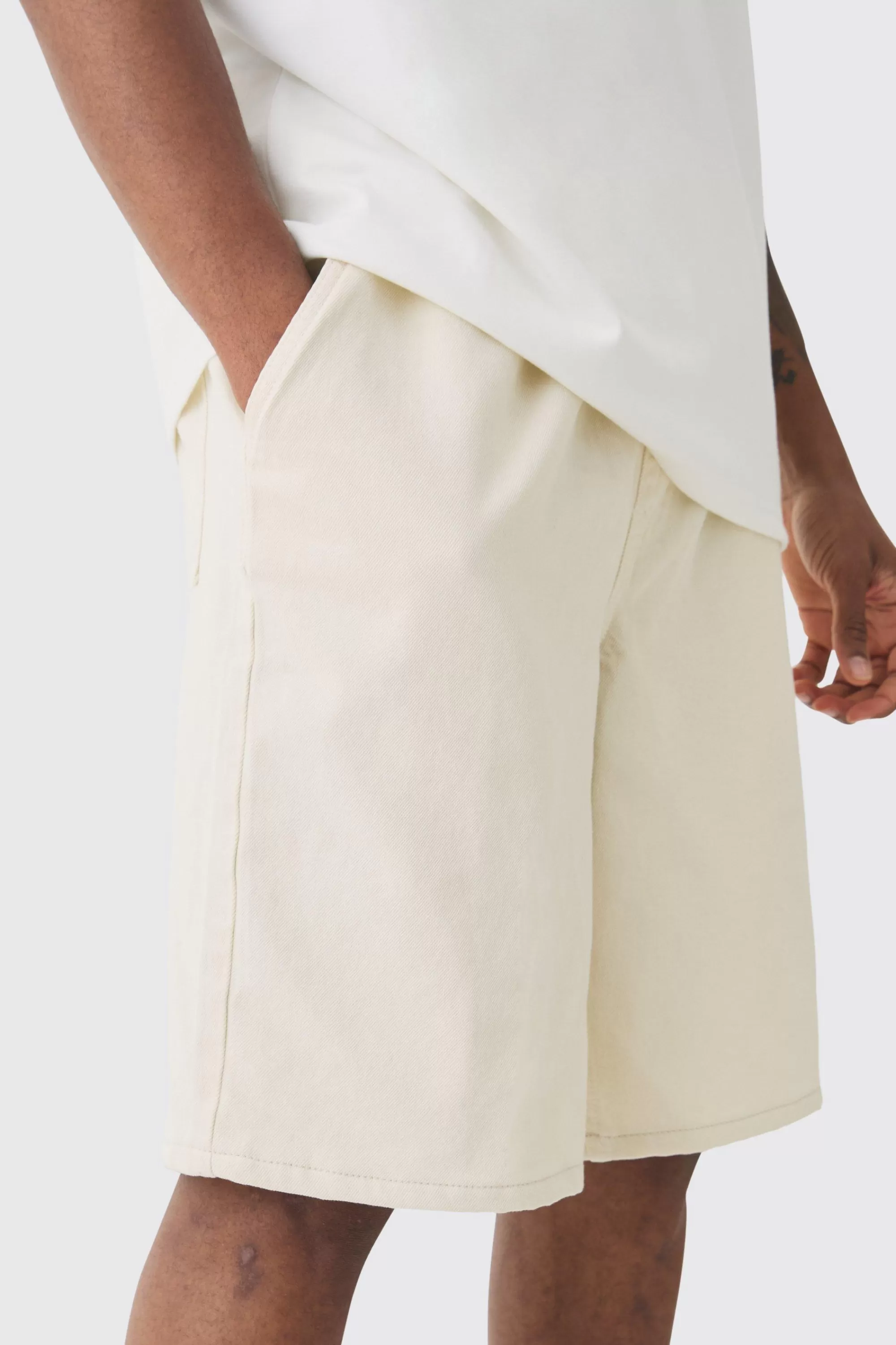boohooMAN Tall Elasticated Waist Drawcord Detail Slim Fit Shorts In | UK
