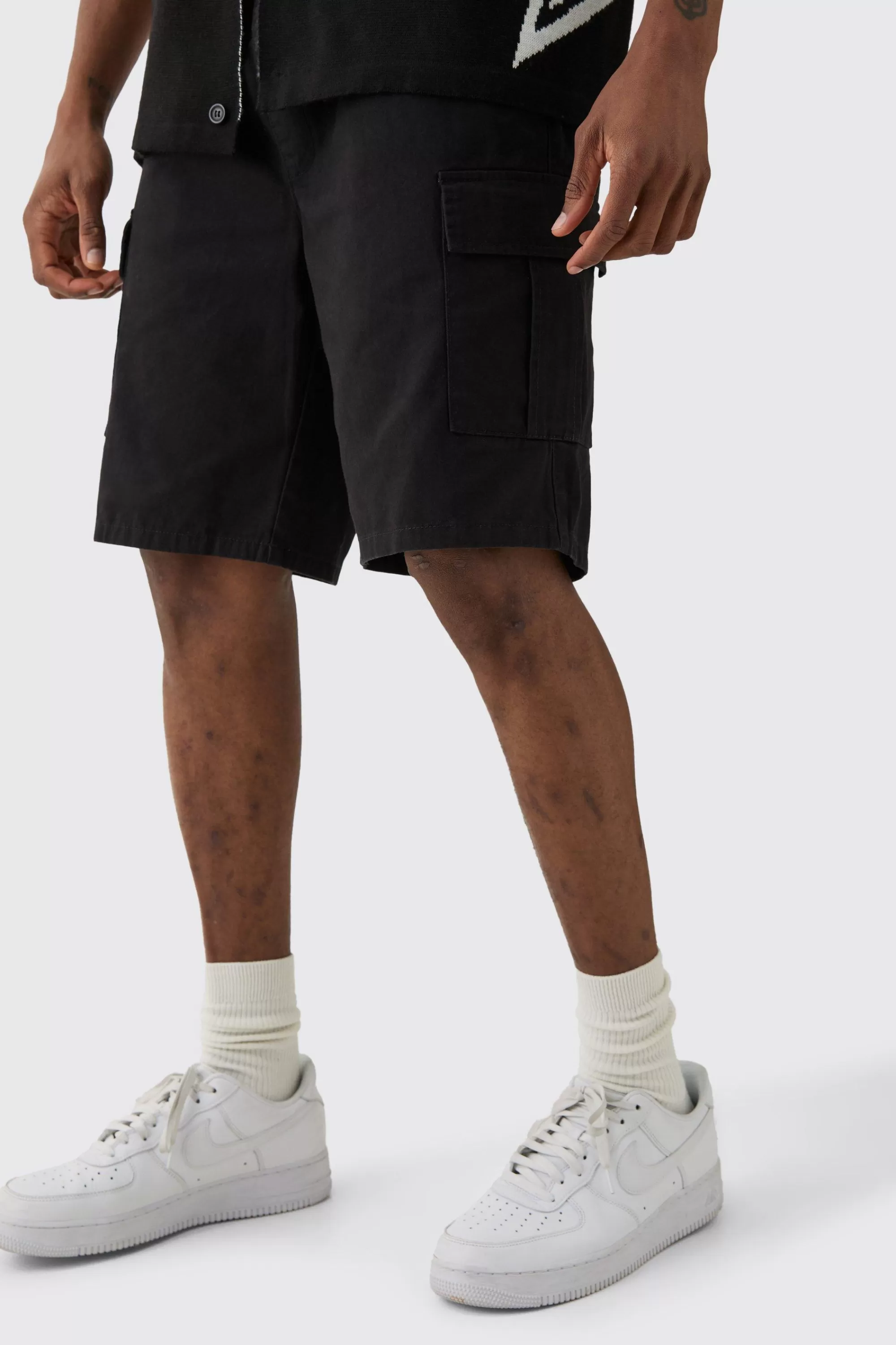 boohooMAN Tall Elasticated Waist Relaxed Fit Cargo Shorts | UK