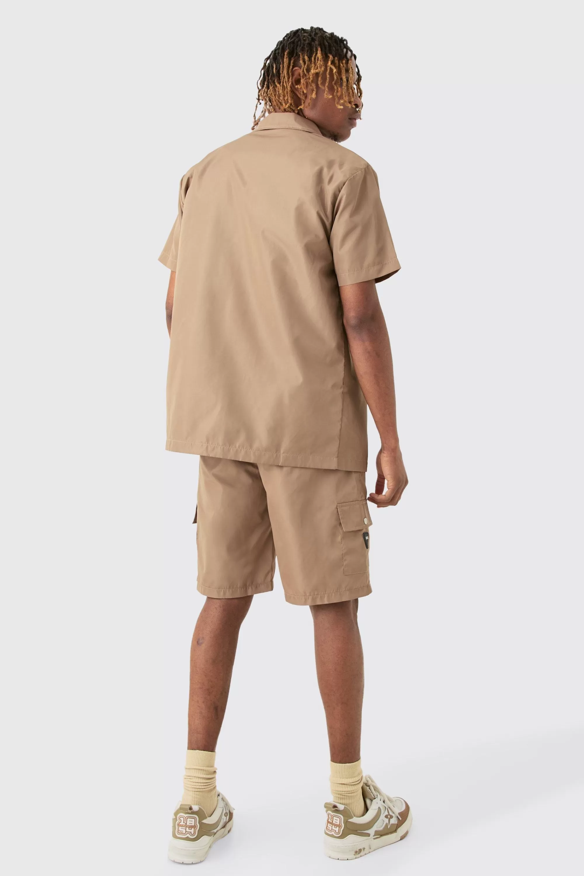 boohooMAN Tall Elasticated Waist Relaxed Nylon Man Cargo Short | UK