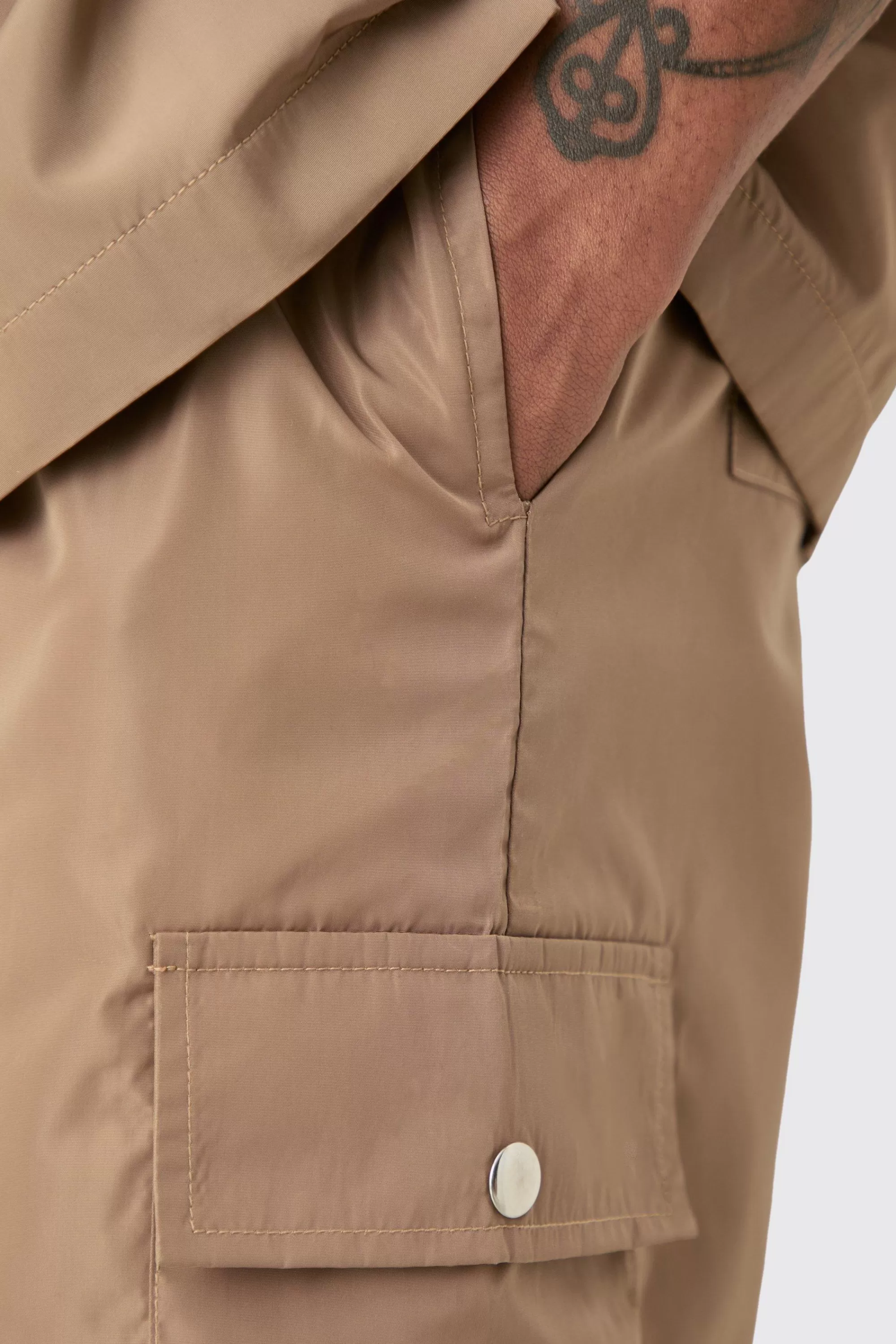 boohooMAN Tall Elasticated Waist Relaxed Nylon Man Cargo Short | UK
