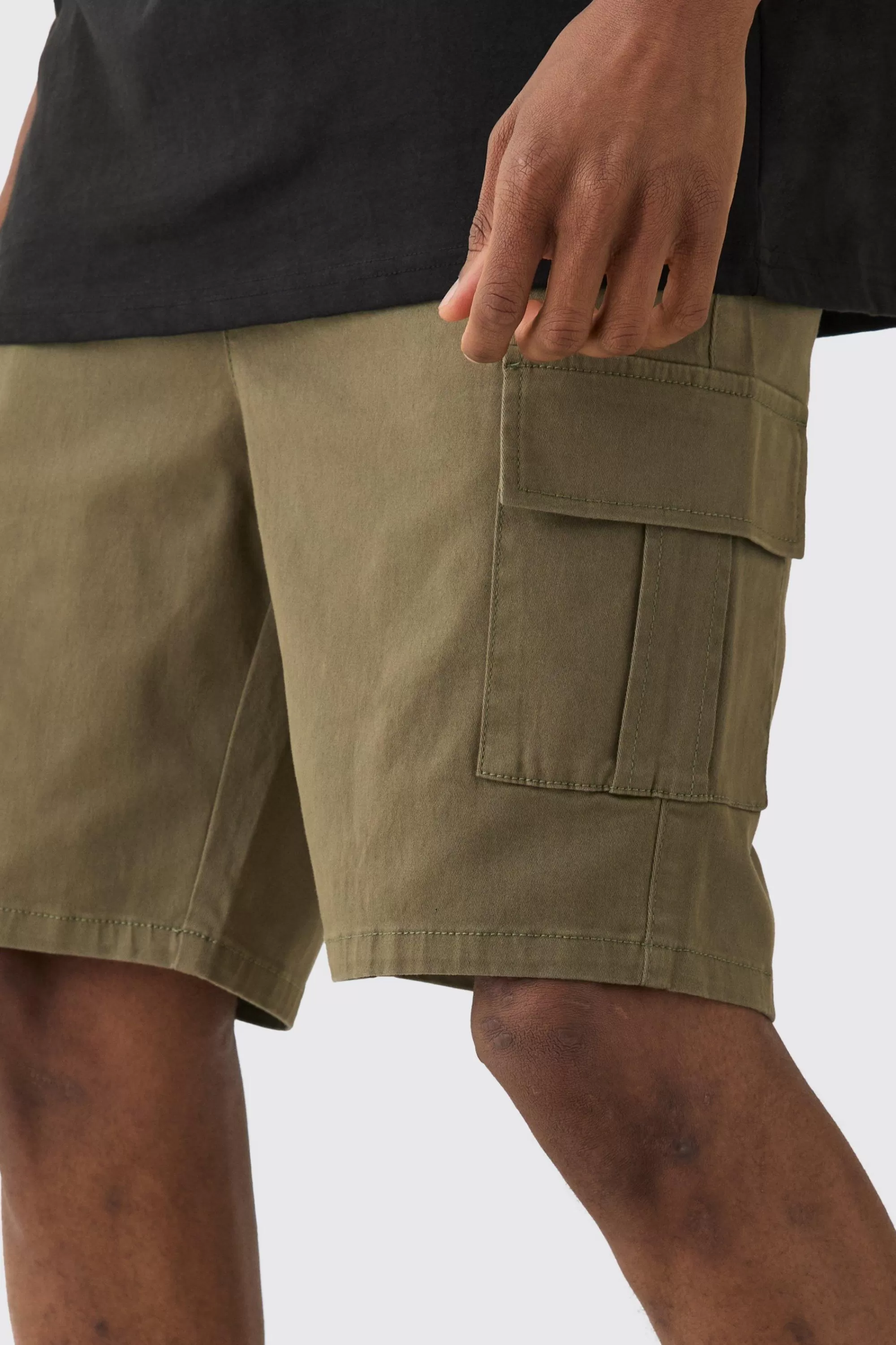 boohooMAN Tall Elasticated Waist Skinny Fit Cargo Shorts | UK