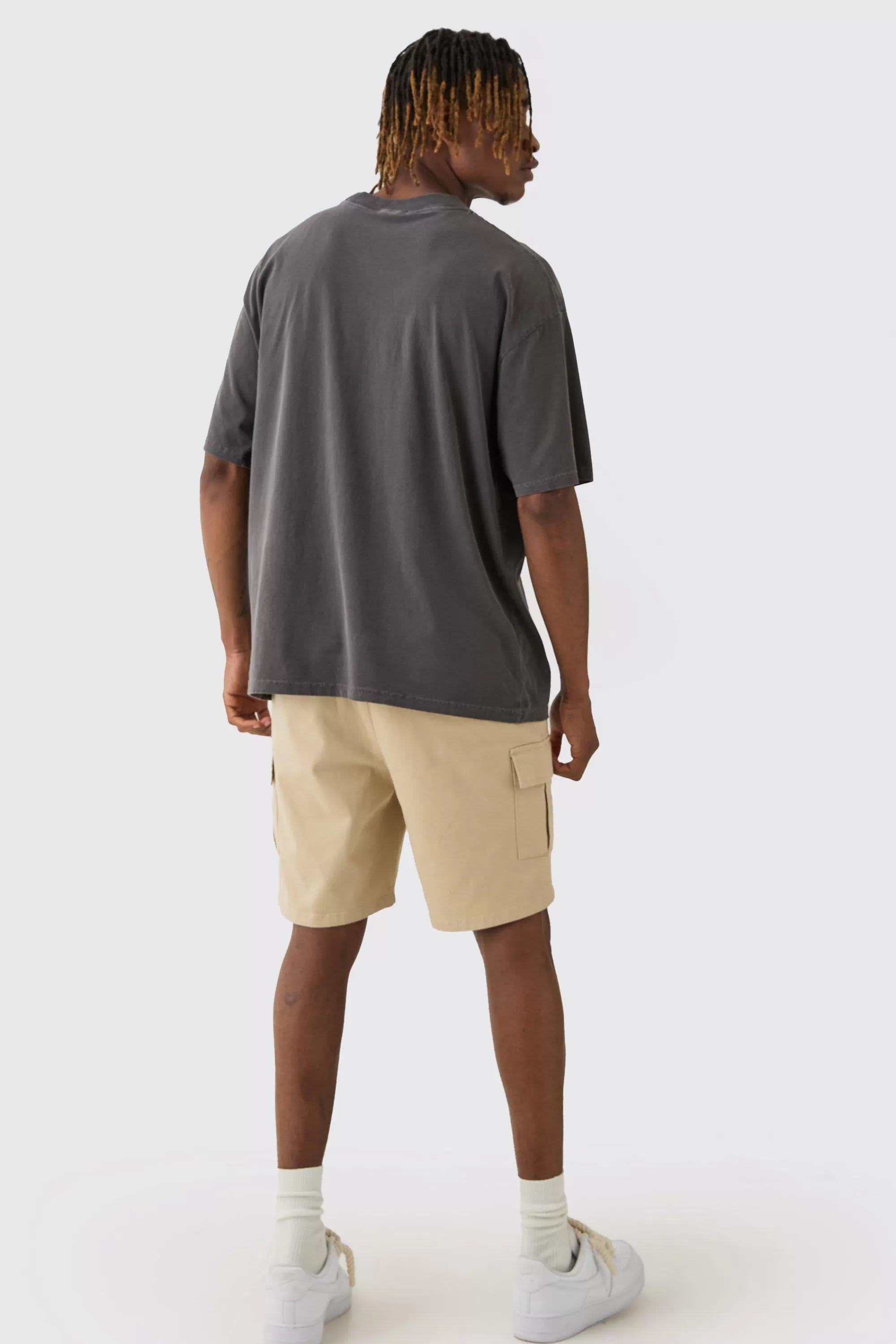 boohooMAN Tall Elasticated Waist Slim Fit Cargo Shorts | UK
