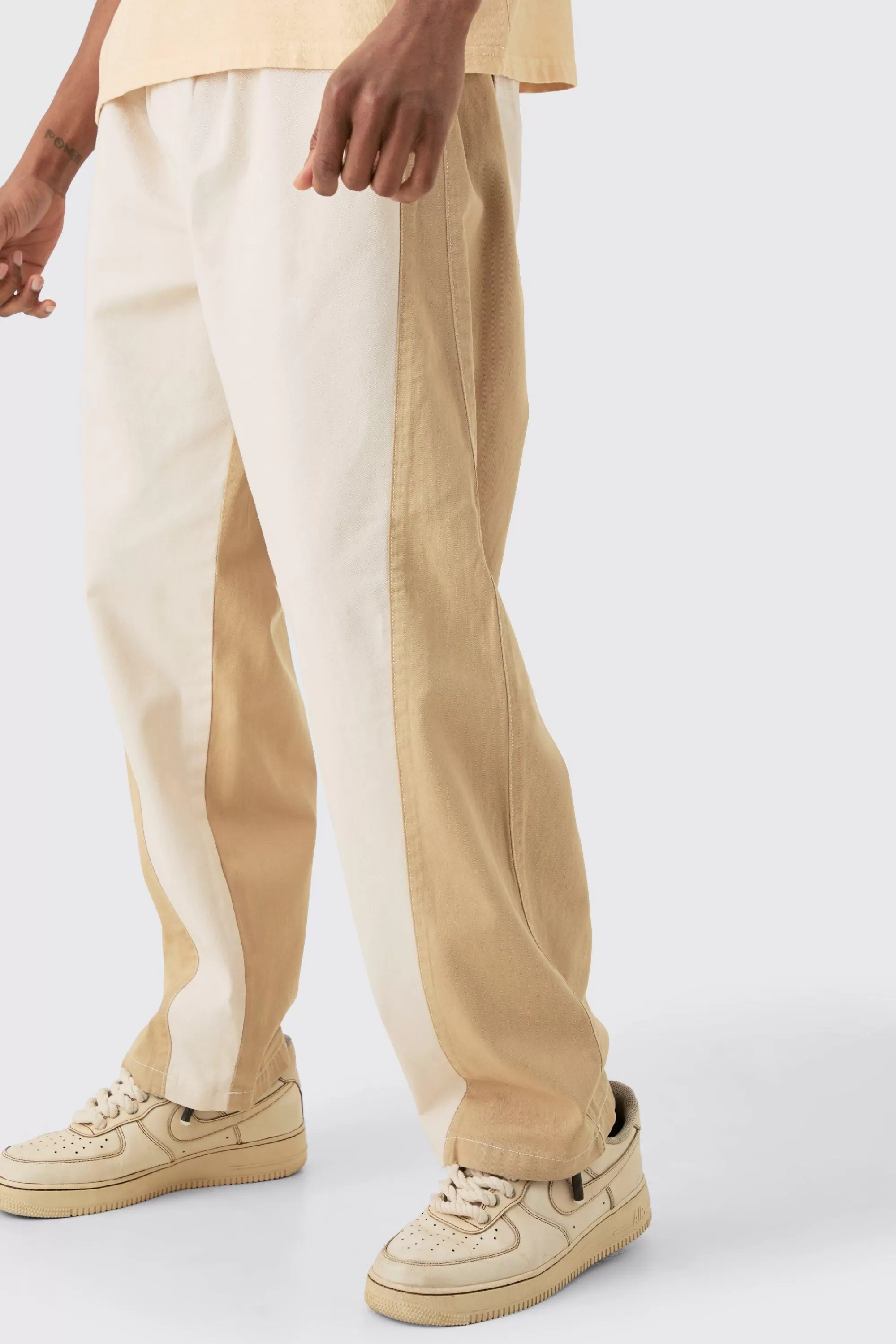 boohooMAN Tall Elasticated Waist Twill Crop Twisted Seam Washed Trouser | UK