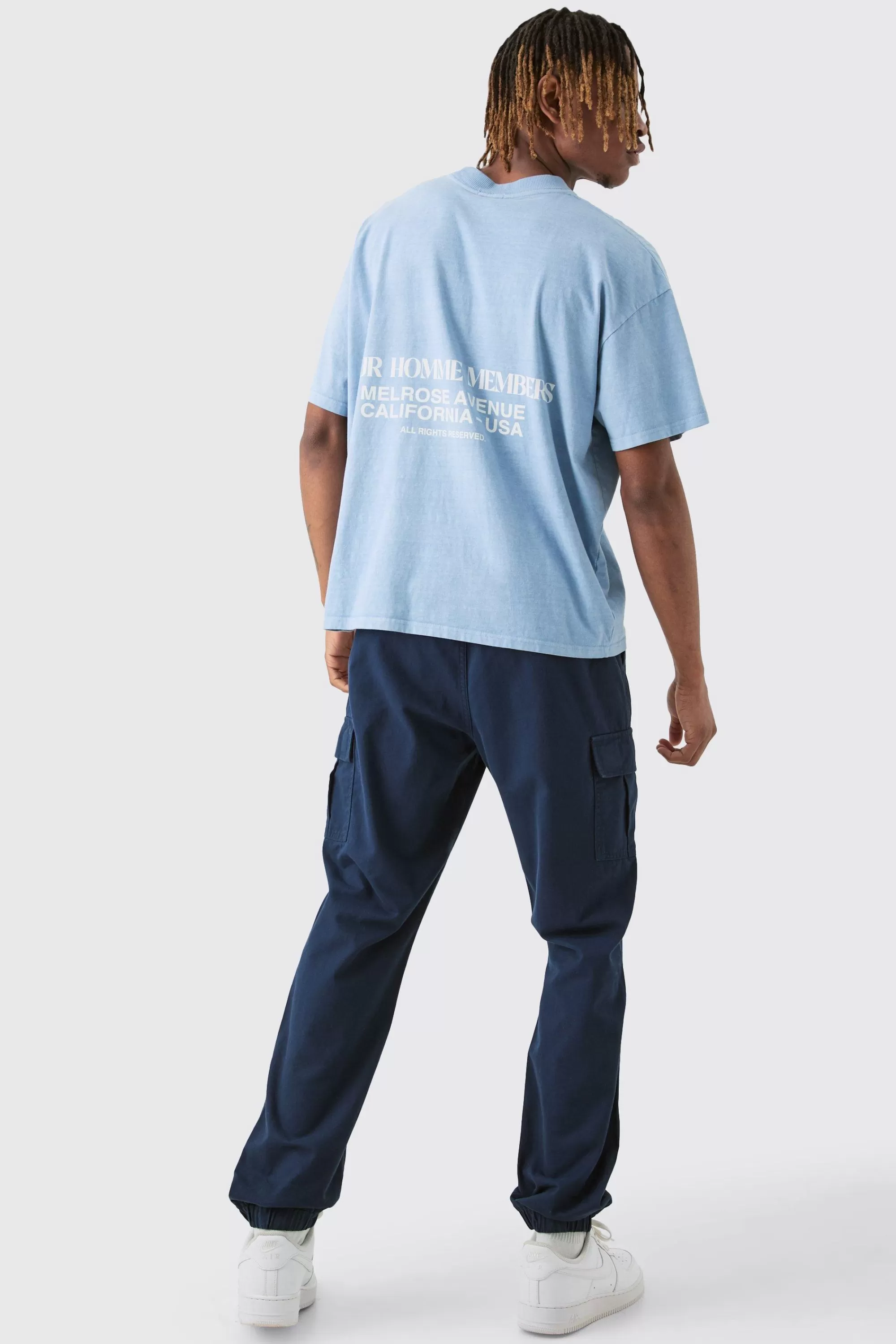 boohooMAN Tall Elasticated Waist Twill Slim Fit Cargo Trouser | UK