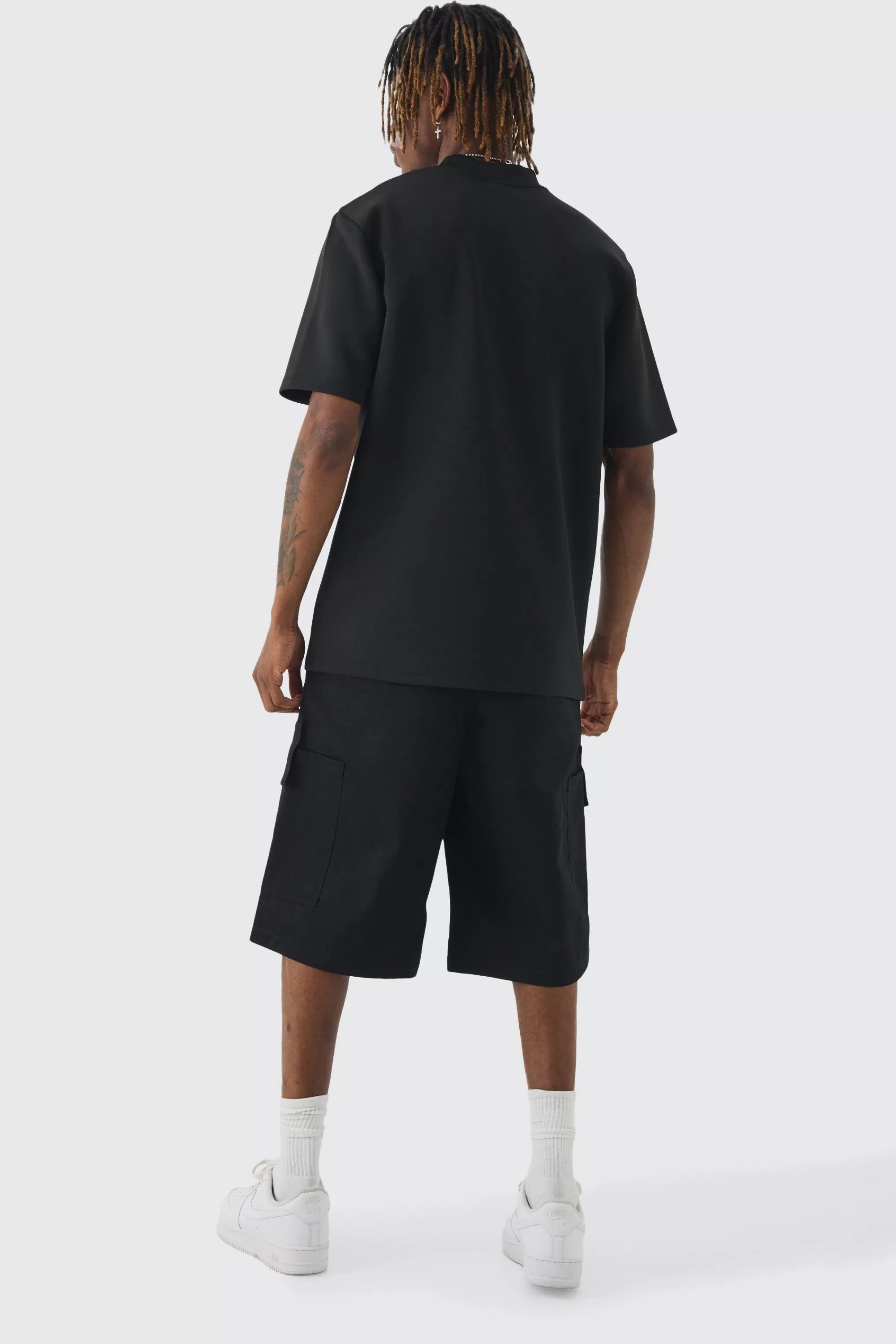 boohooMAN Tall Elasticated Waistband Smart Pocket Jort | UK