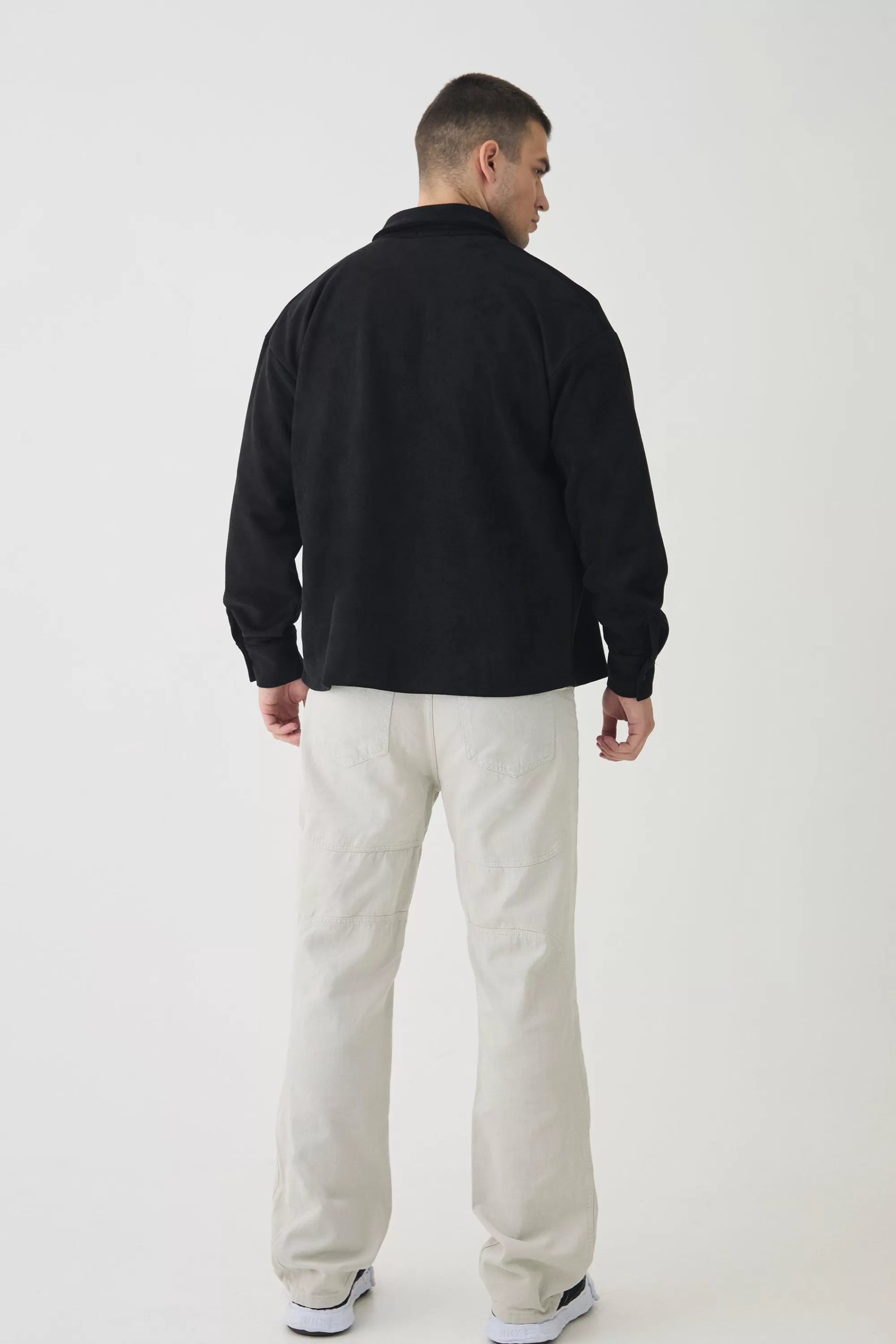 boohooMAN Tall Faux Suede Button Through Overshirt | UK