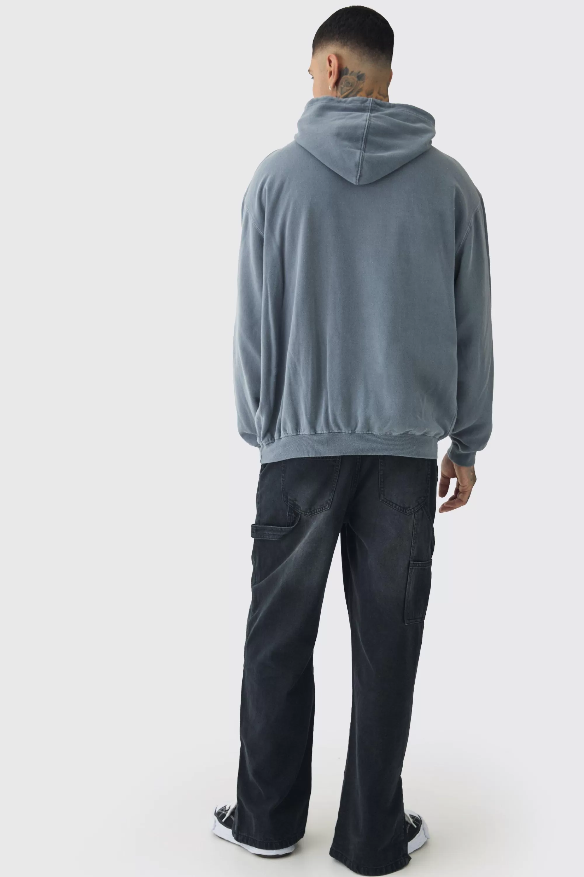 boohooMAN Tall Fearless Print Oversized Washed Hoodie In | UK