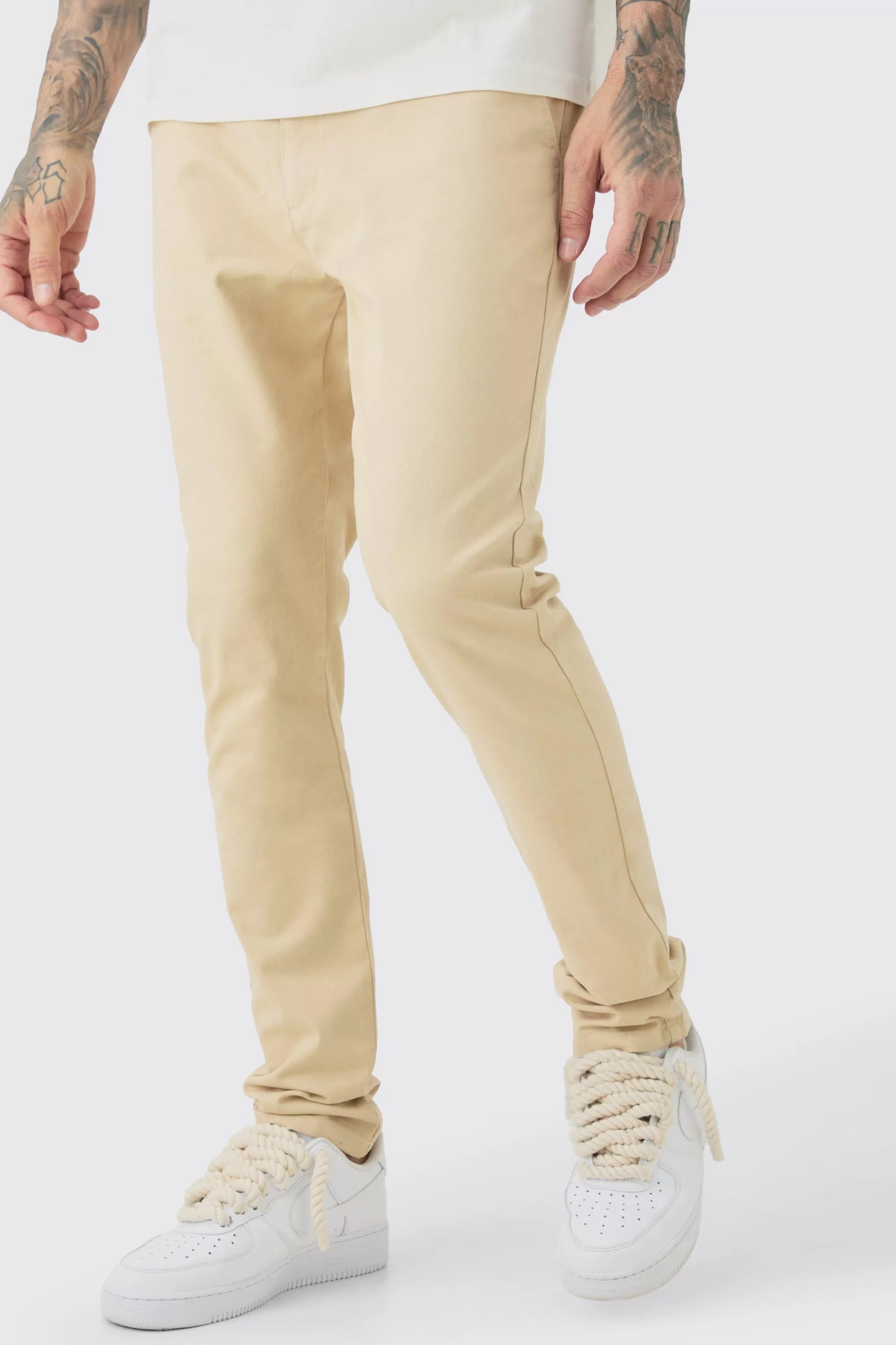boohooMAN Tall Fixed Waist Skinny Chino Trouser | UK