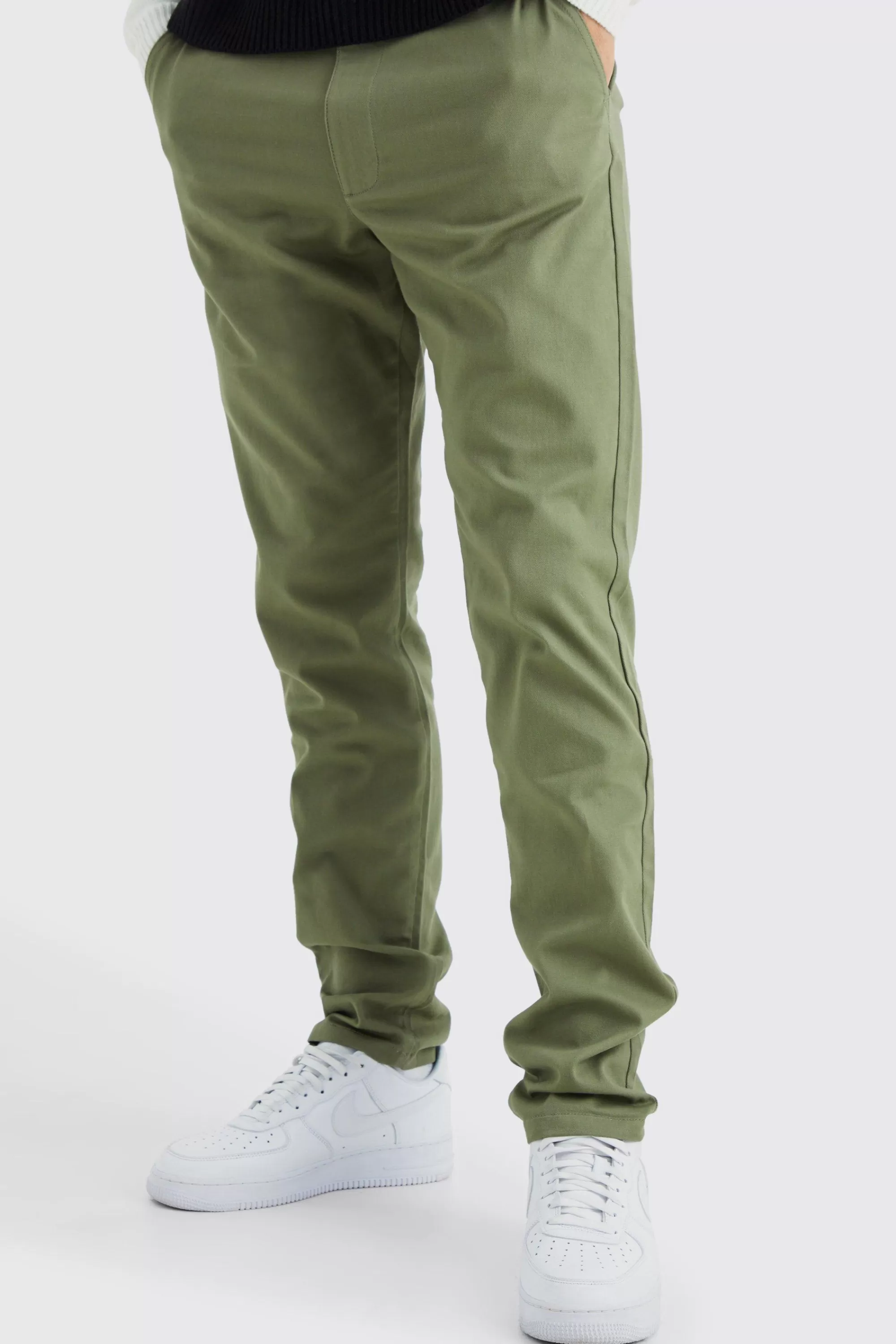 boohooMAN Tall Fixed Waist Slim Chino Trouser | UK