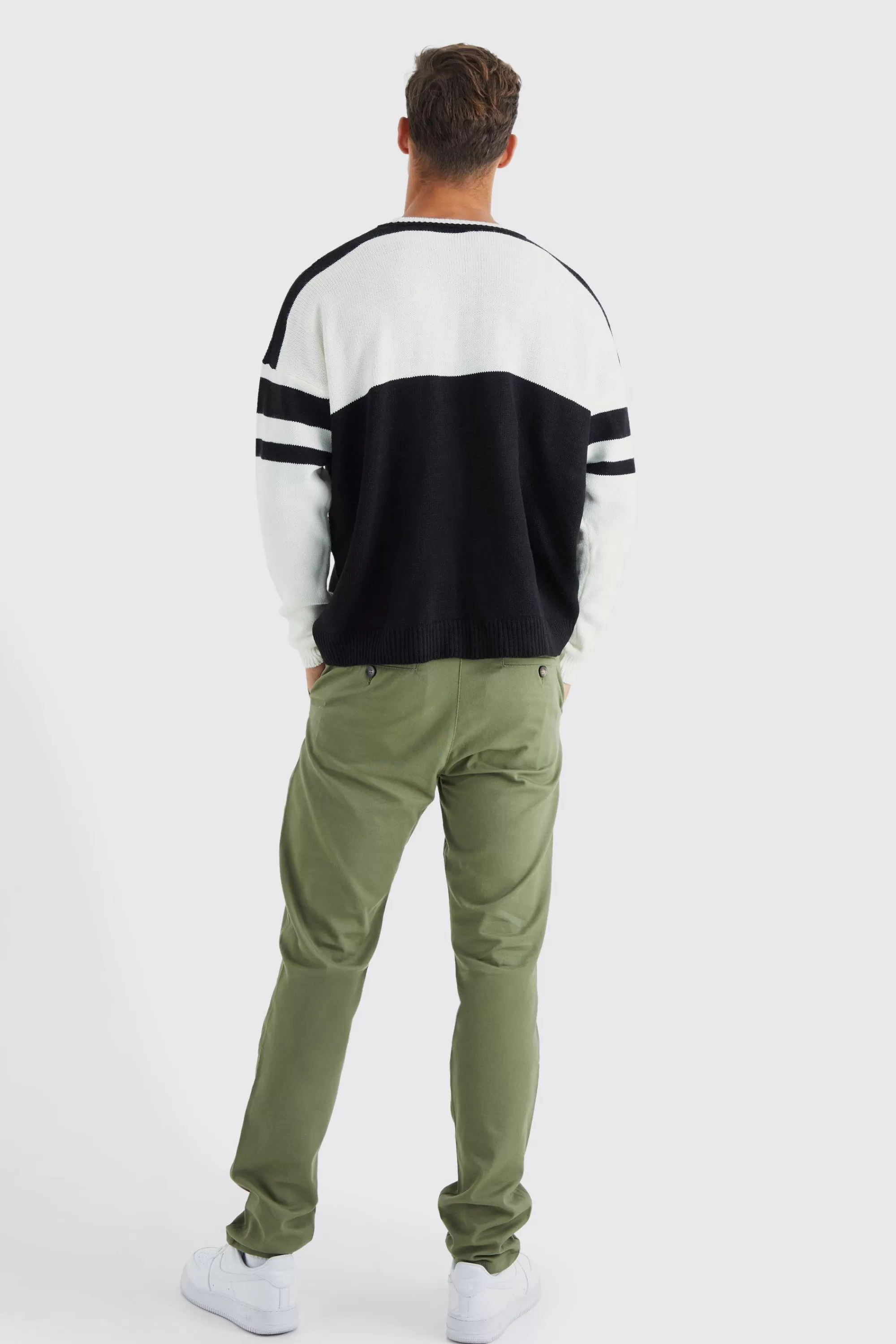 boohooMAN Tall Fixed Waist Slim Chino Trouser | UK