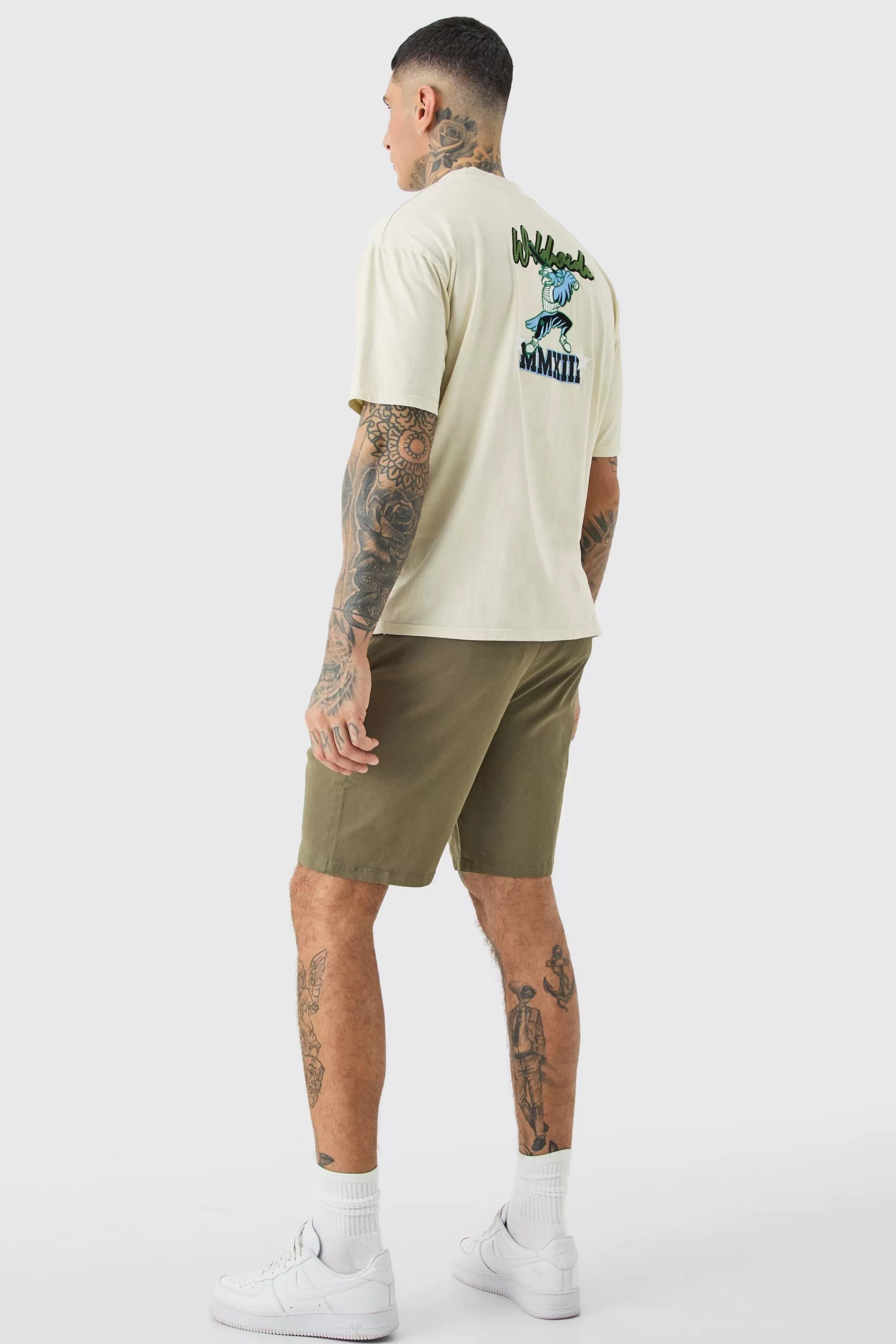 boohooMAN Tall Fixed Waist Slim Fit Chino Shorts In | UK