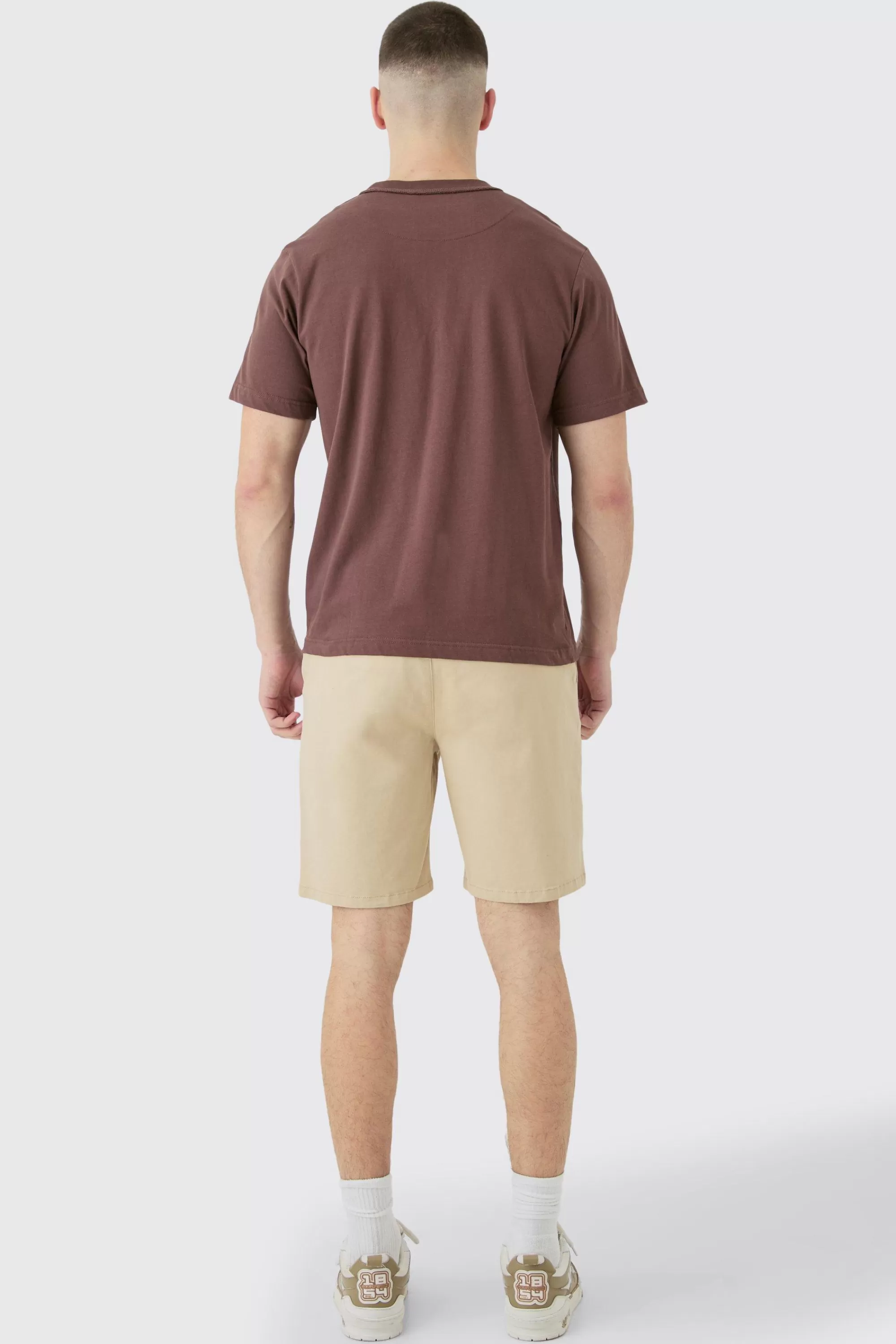 boohooMAN Tall Fixed Waist Slim Fit Chino Shorts In | UK