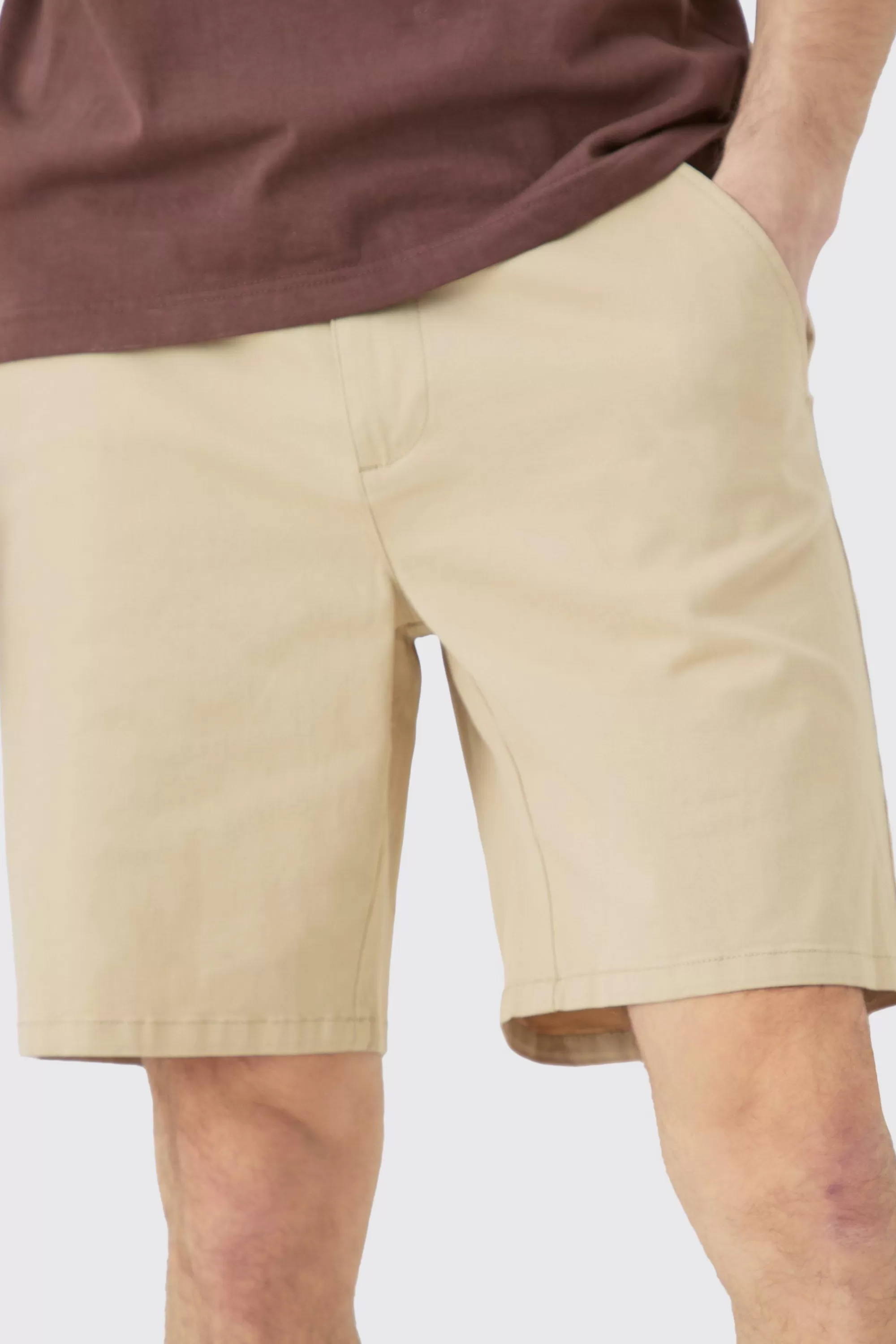 boohooMAN Tall Fixed Waist Slim Fit Chino Shorts In | UK