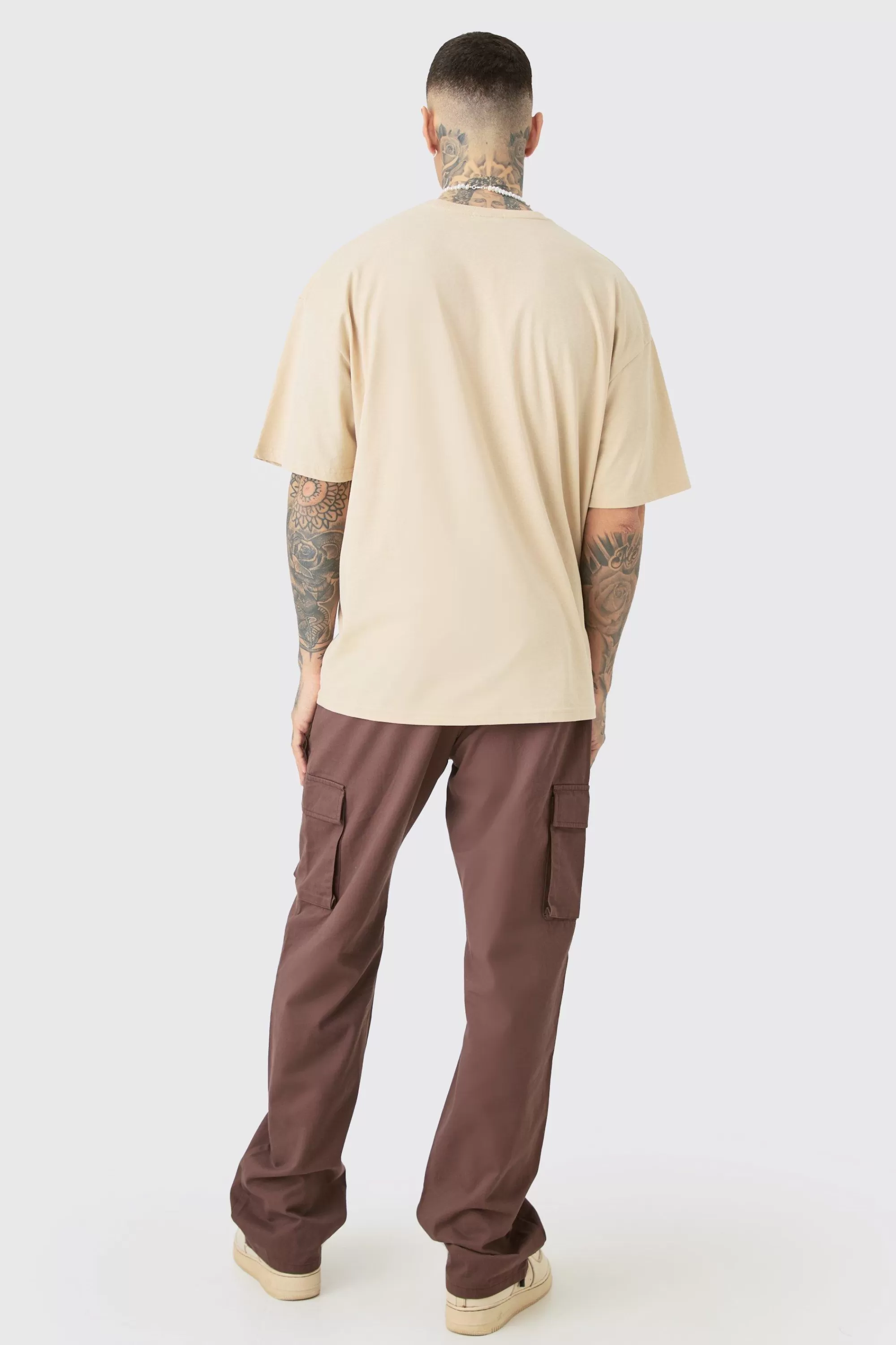 boohooMAN Tall Fixed Waist Twill Relaxed Fit Cargo Trouser | UK