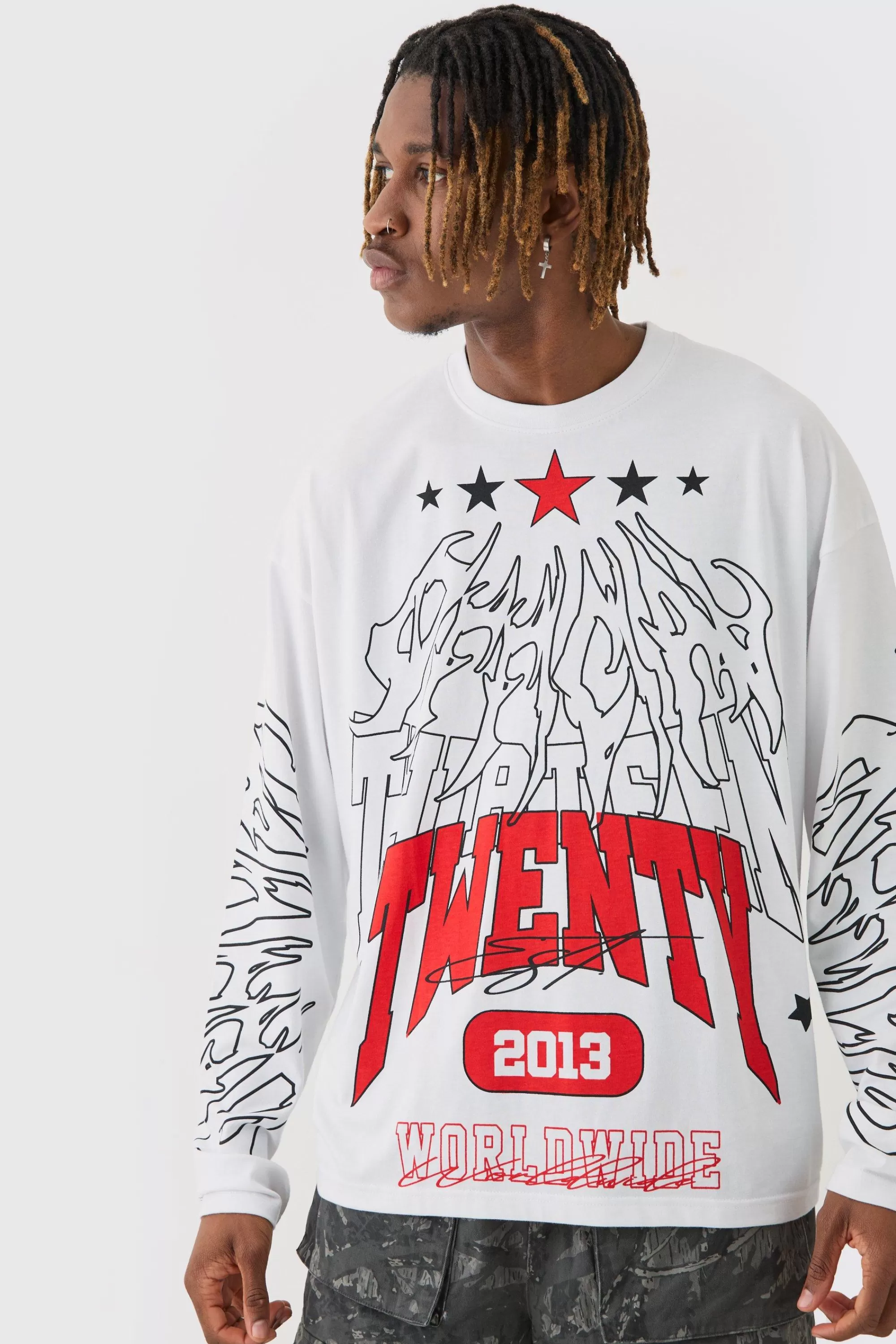 boohooMAN Tall Graphic Long Sleeve T-Shirt | UK
