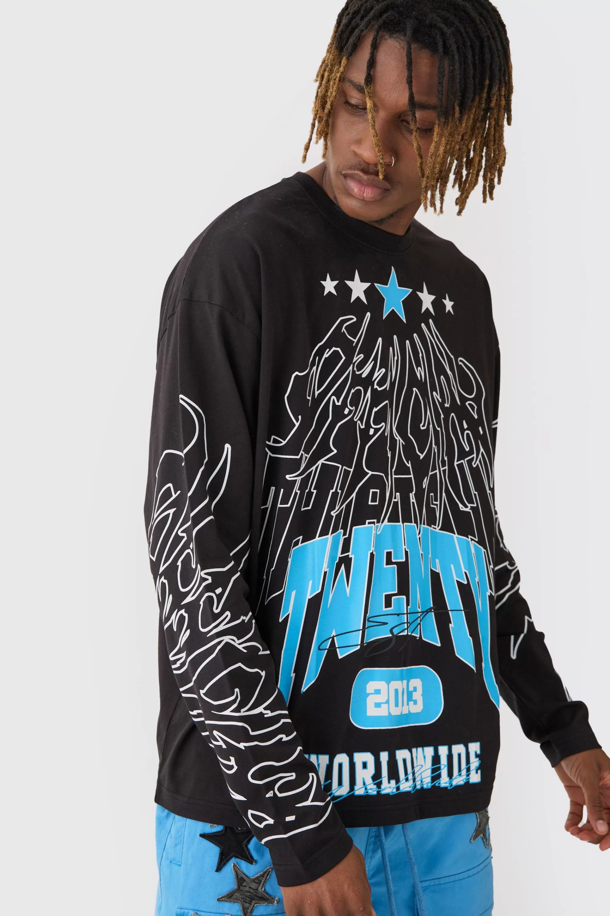 boohooMAN Tall Graphic Long Sleeve T-Shirt | UK
