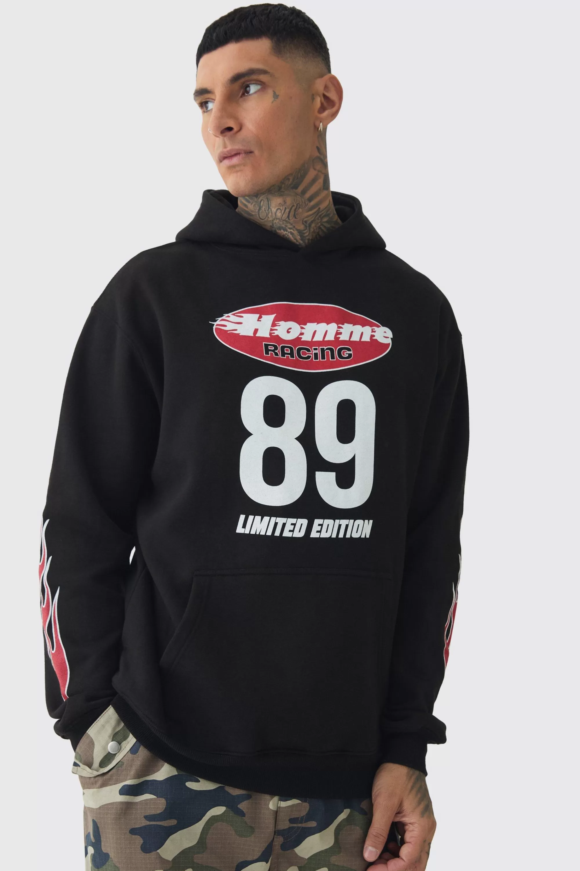 boohooMAN Tall Homme Racing Oversized Hoodie | UK