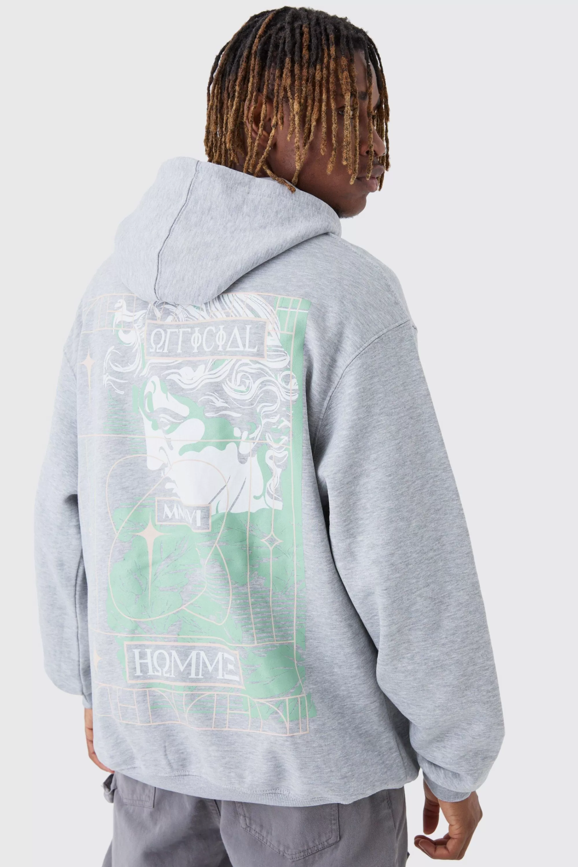 boohooMAN Tall Homme Statue Back Printed Hoodie | UK