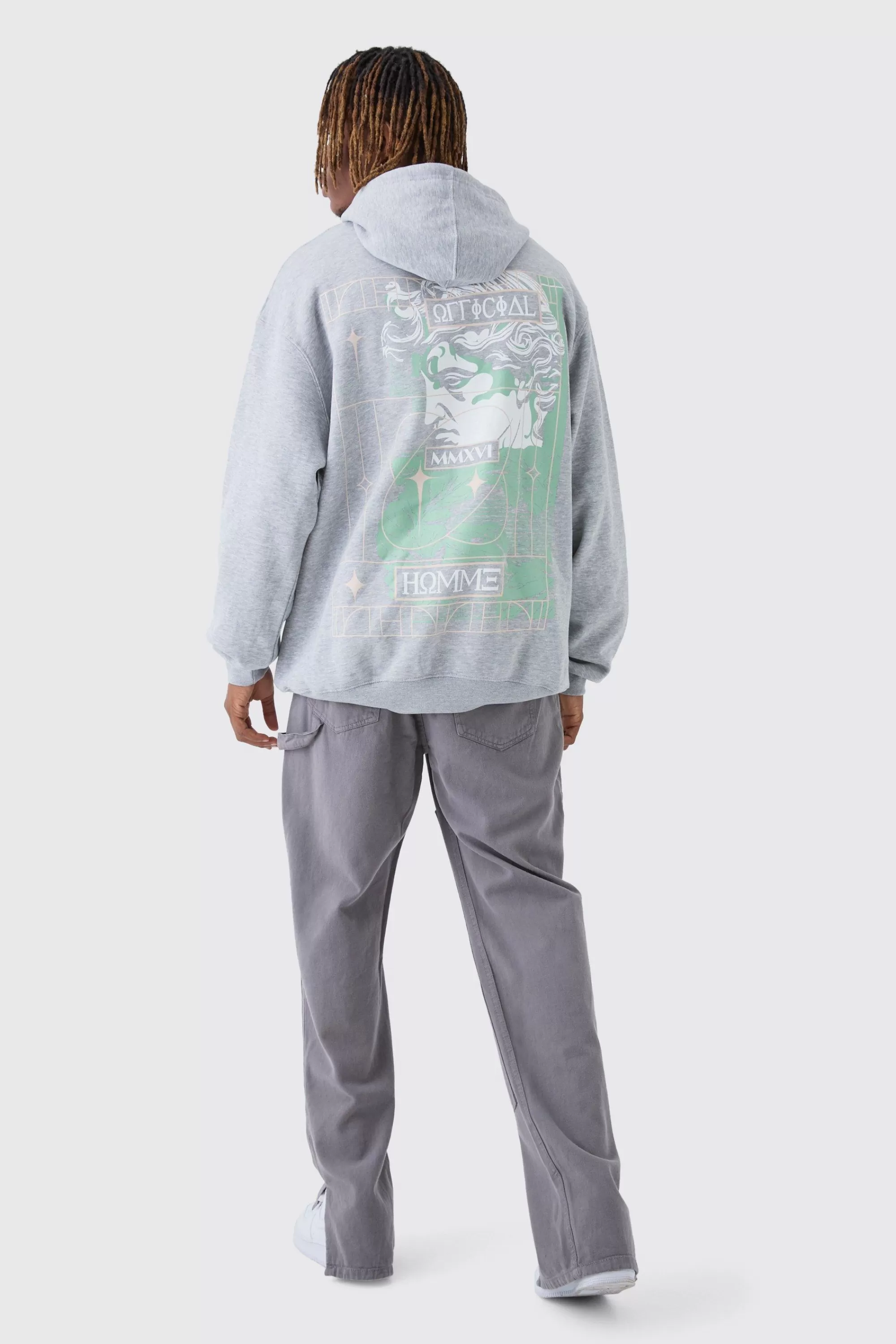 boohooMAN Tall Homme Statue Back Printed Hoodie | UK