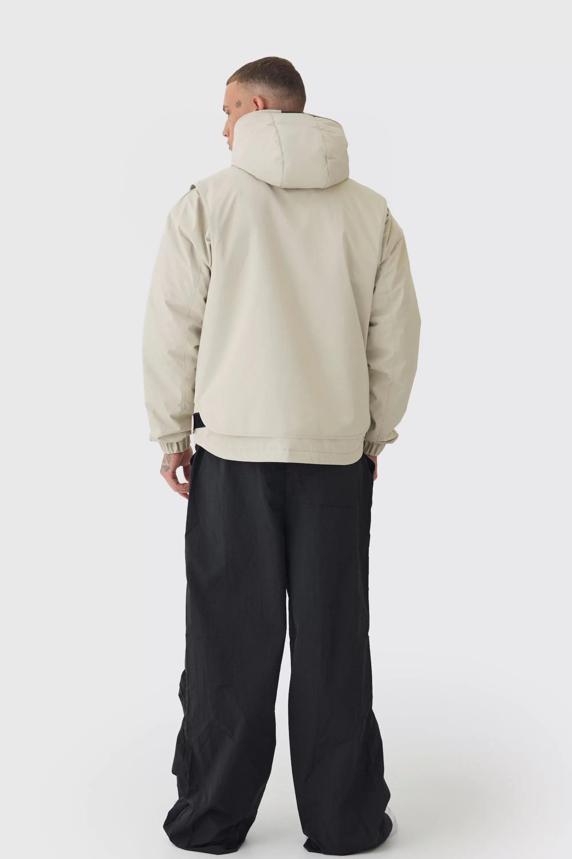 boohooMAN Tall Hooded Utility Tech Parka Jacket In | UK