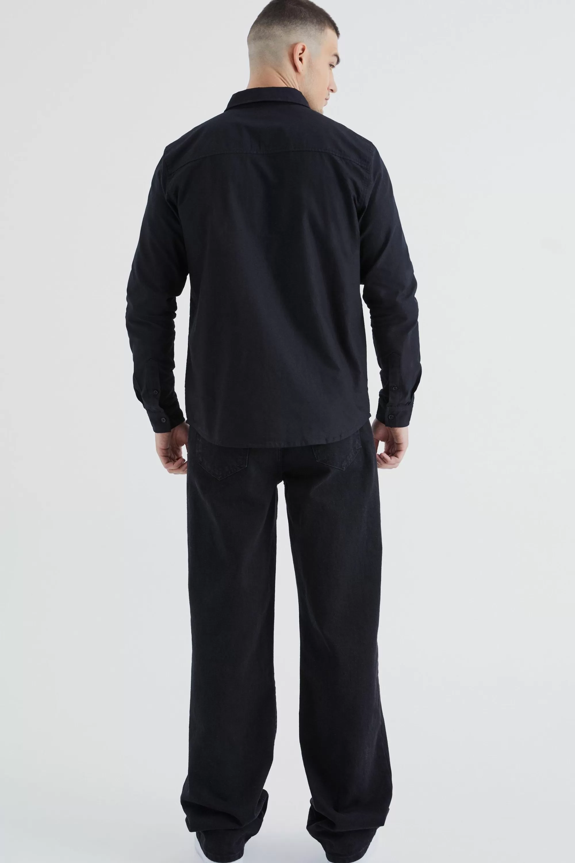 boohooMAN Tall Long Sleeve Oxford Shirt | UK