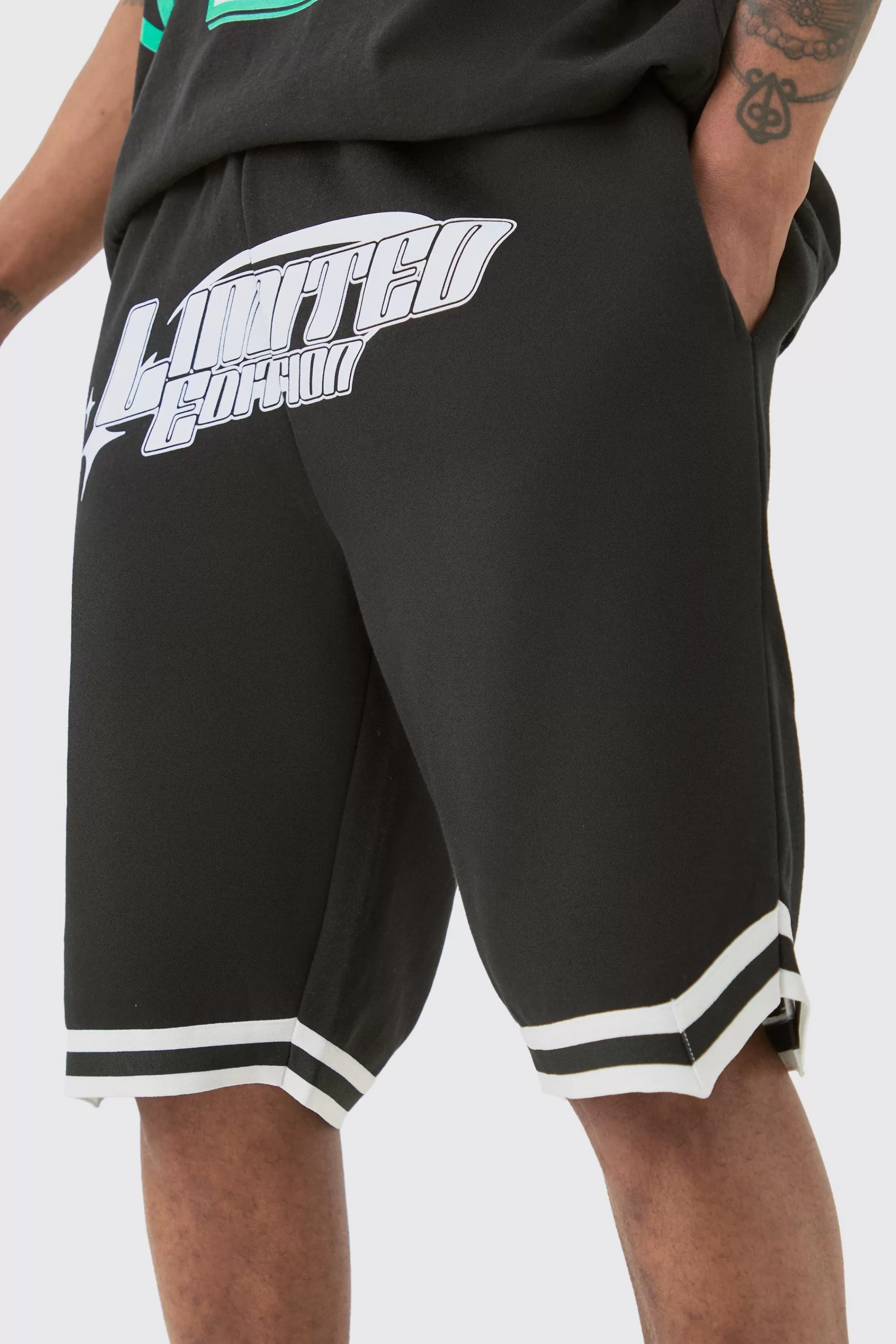 boohooMAN Tall Loose Fit Limited Edition Basketball Short In | UK